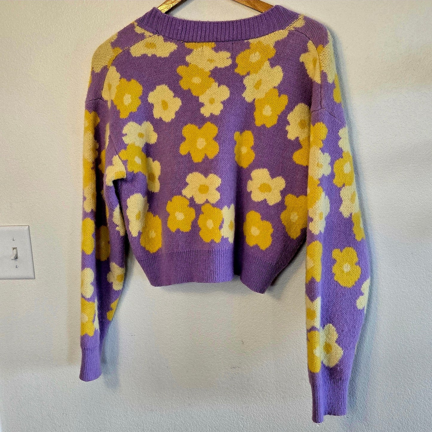 Size L – Lavender Yellow Floral Knit Tank & Cardigan Set