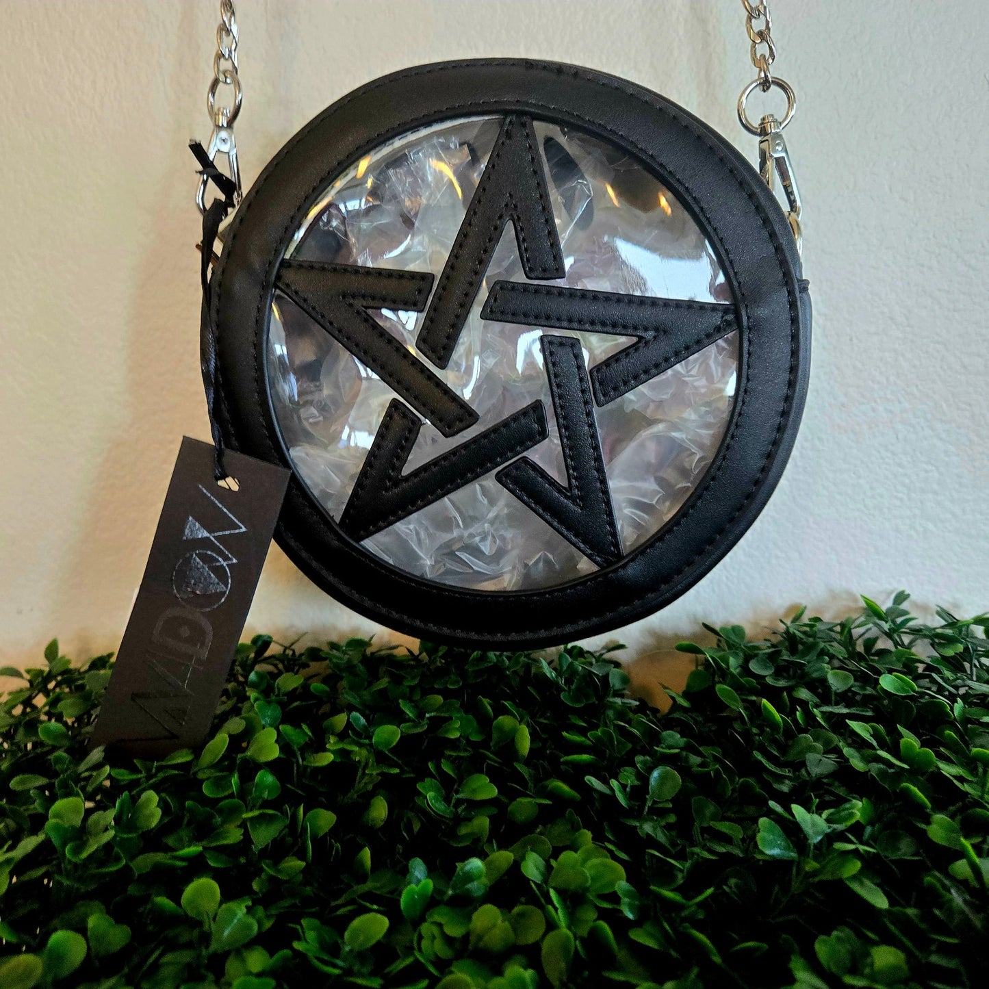 Small Circular Pentagram See-Through Crossbody Purse NWT