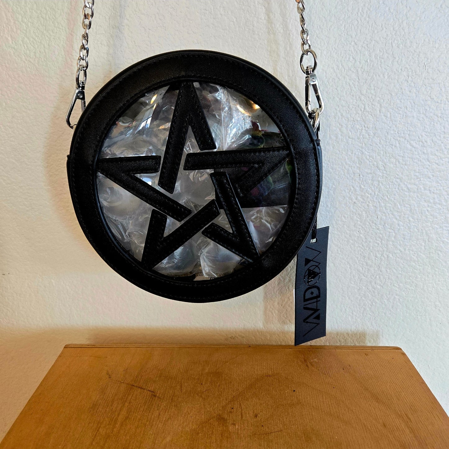 Small Circular Pentagram See-Through Crossbody Purse NWT