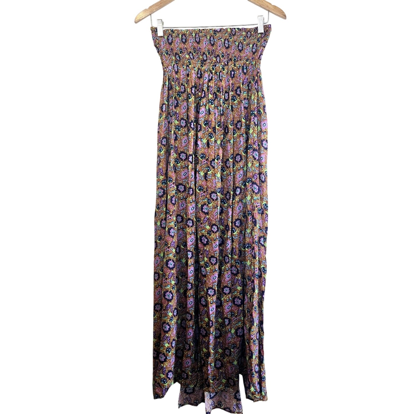 ANTHROPOLOGIE DRAMA MAXI DRESS STRAPLESS FULL SLIT SUMMER BOHO