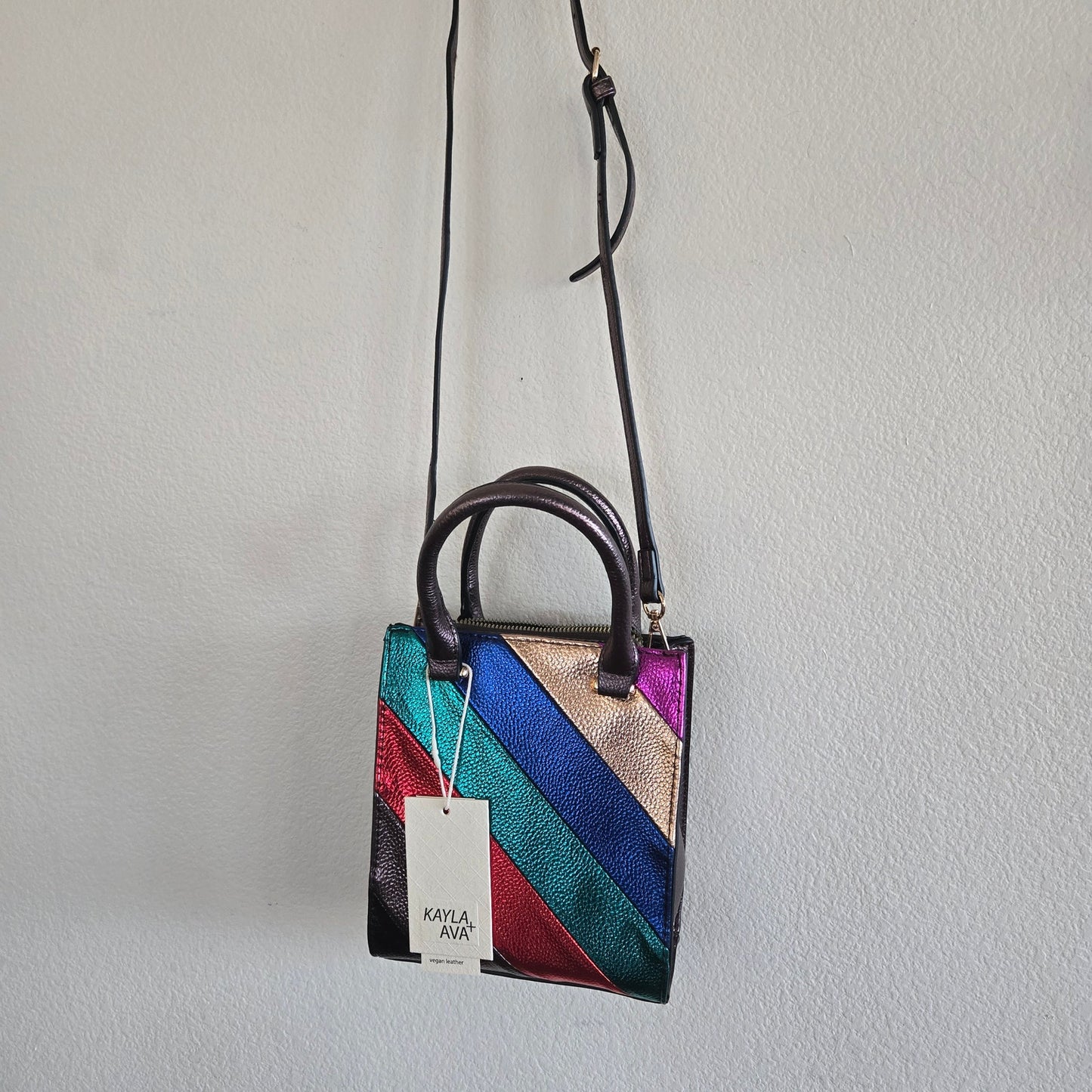 NWT Kayla + Ava Rainbow mini purse vegan leather festival ready