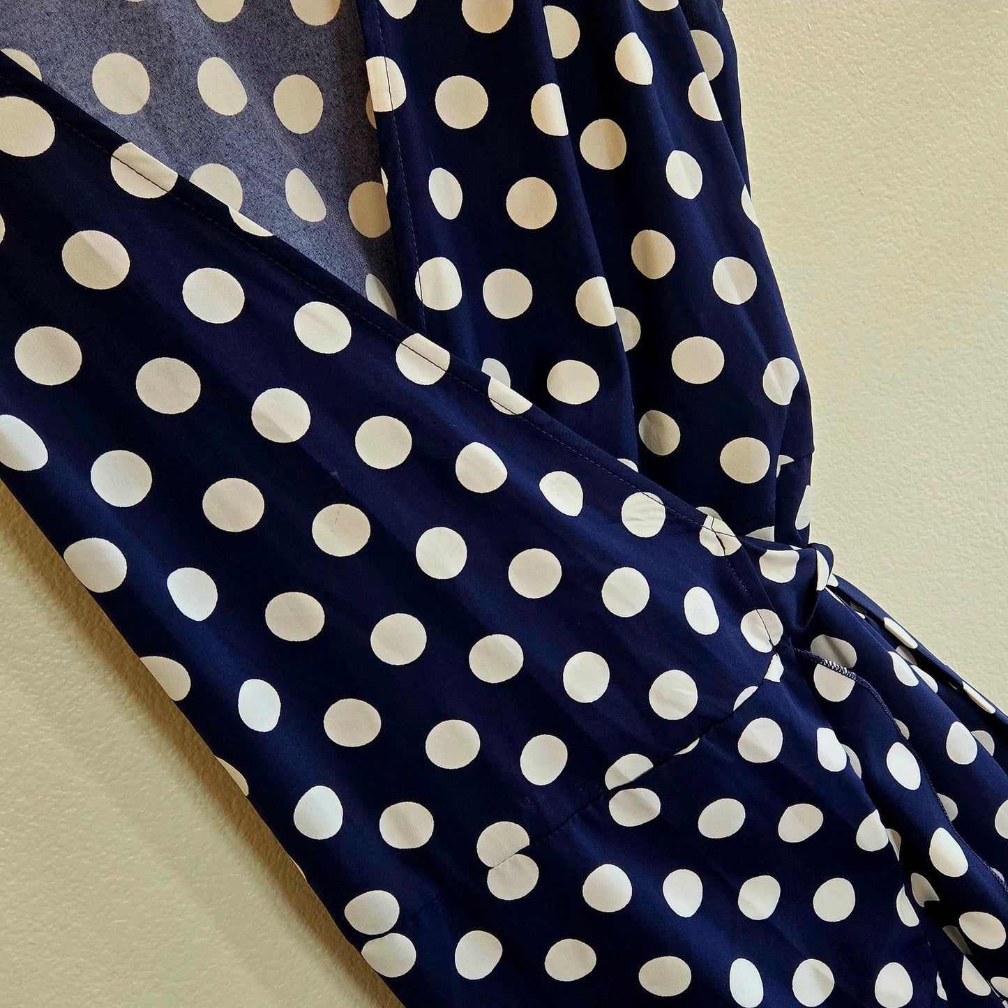 Polka dot ruffle maxi wrap dress