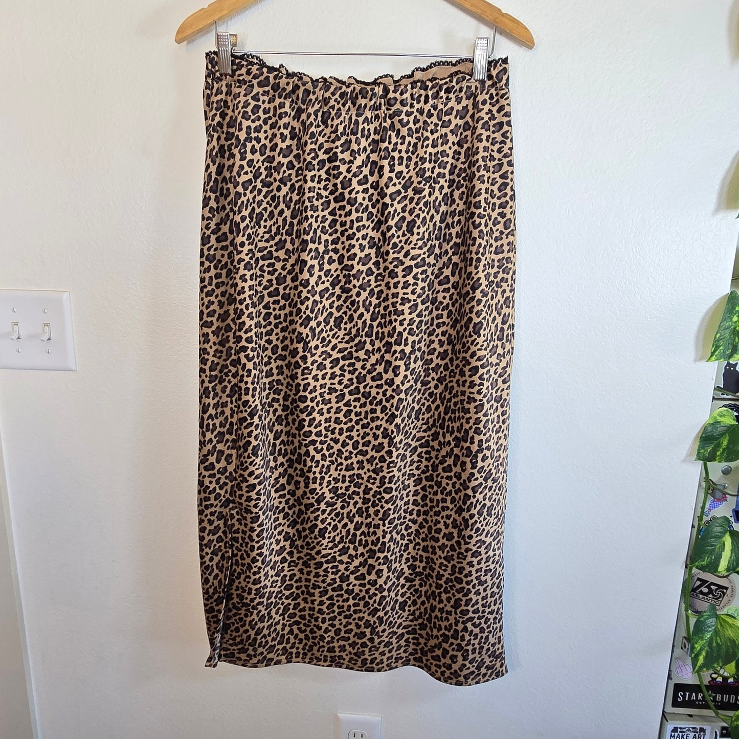 Size M – Leopard Satin Midi Skirt by Isabel by Ingrid + Isabel
