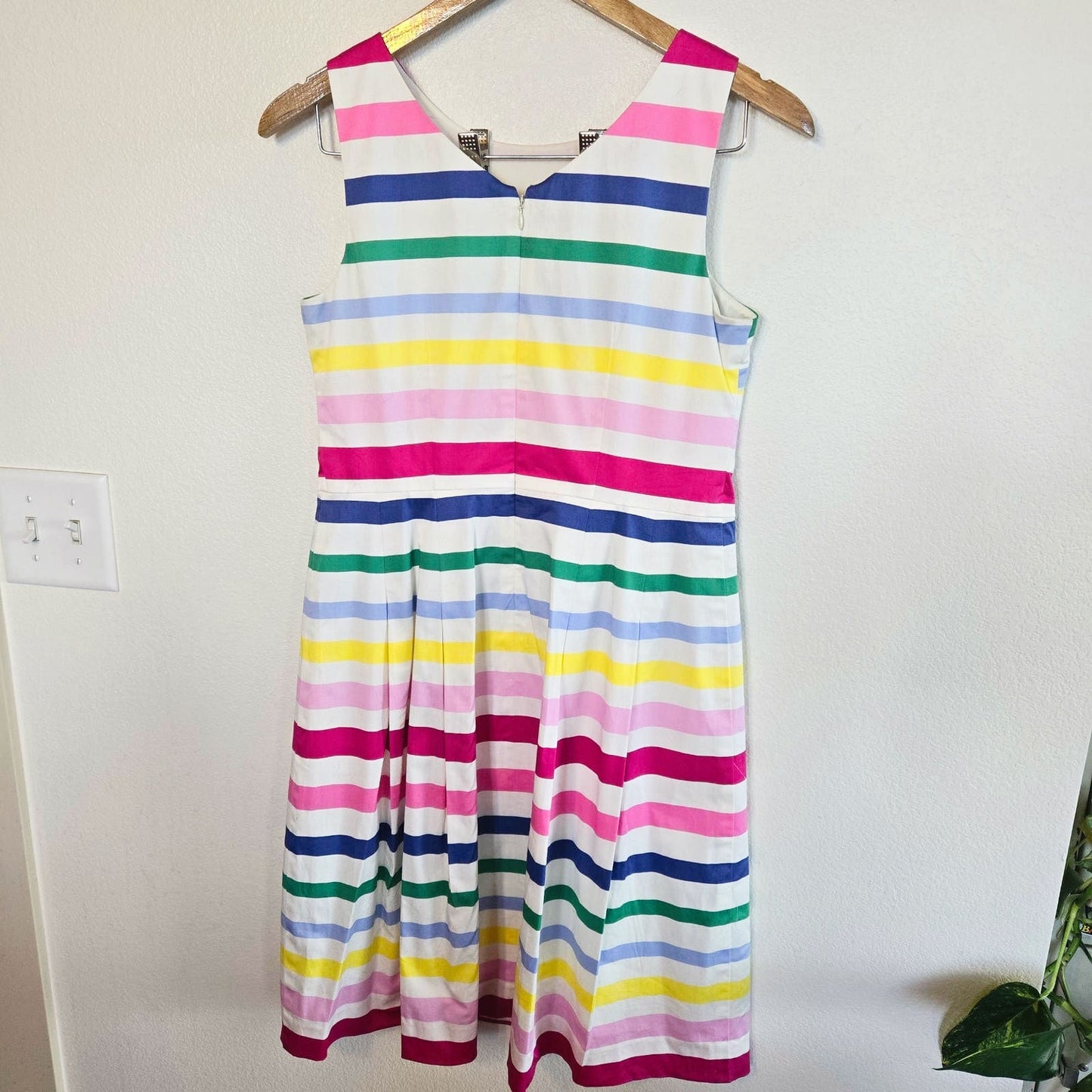 RSVP BY TALBOTS RAINBOW STRIPE FIT AND FLARE PARTY DRESS SPRING SUMMER