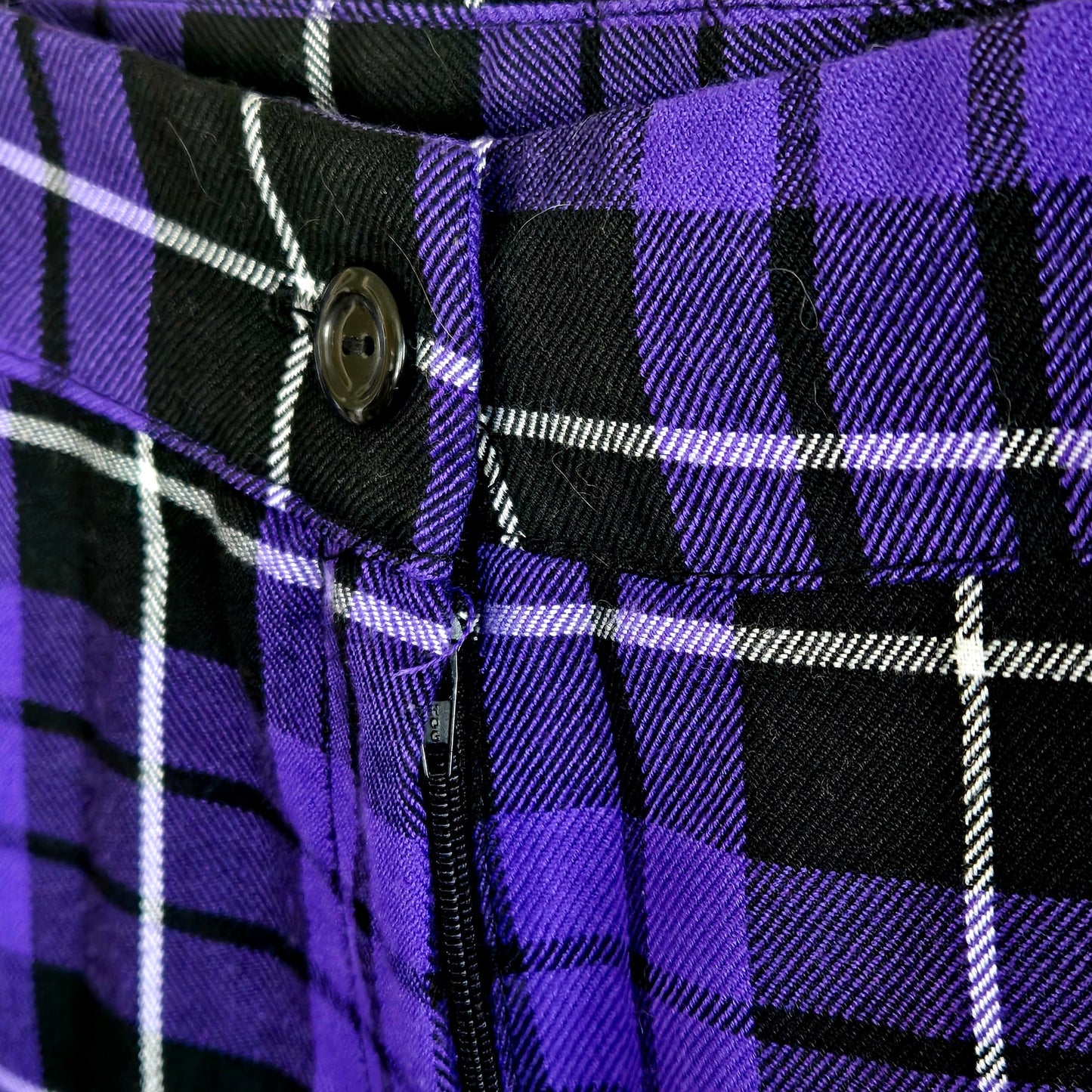 Purple Plaid high waist flat style slacks cropped ankle Nasty Gal office goth