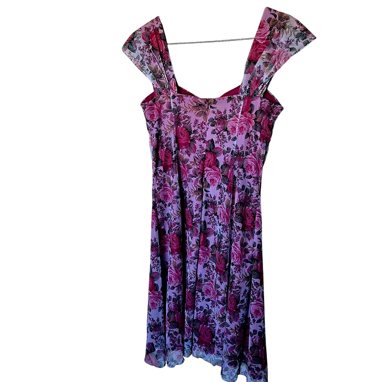 Onyx Nite vintage 90's Floral rose mesh cup top mini dress