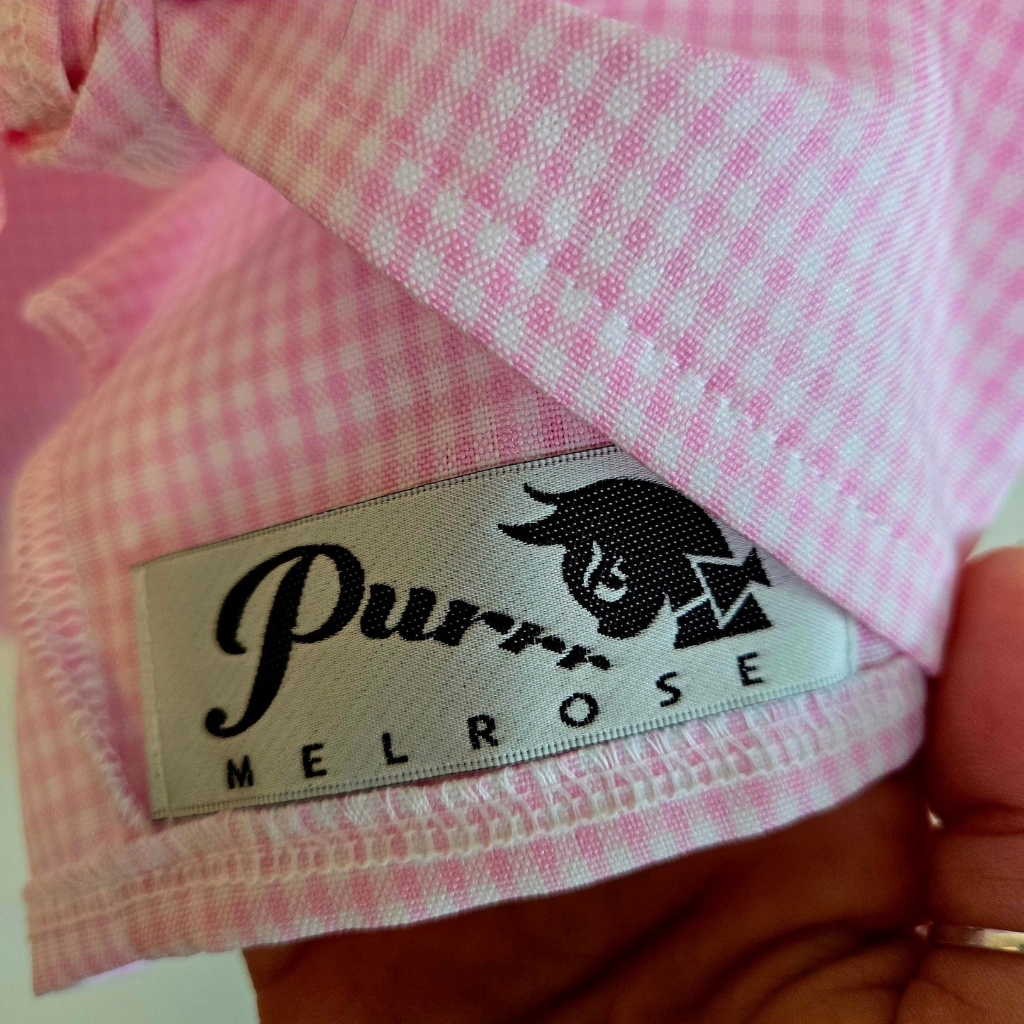 Pink Gingham Crop tank tie back sweetheart neckline lined