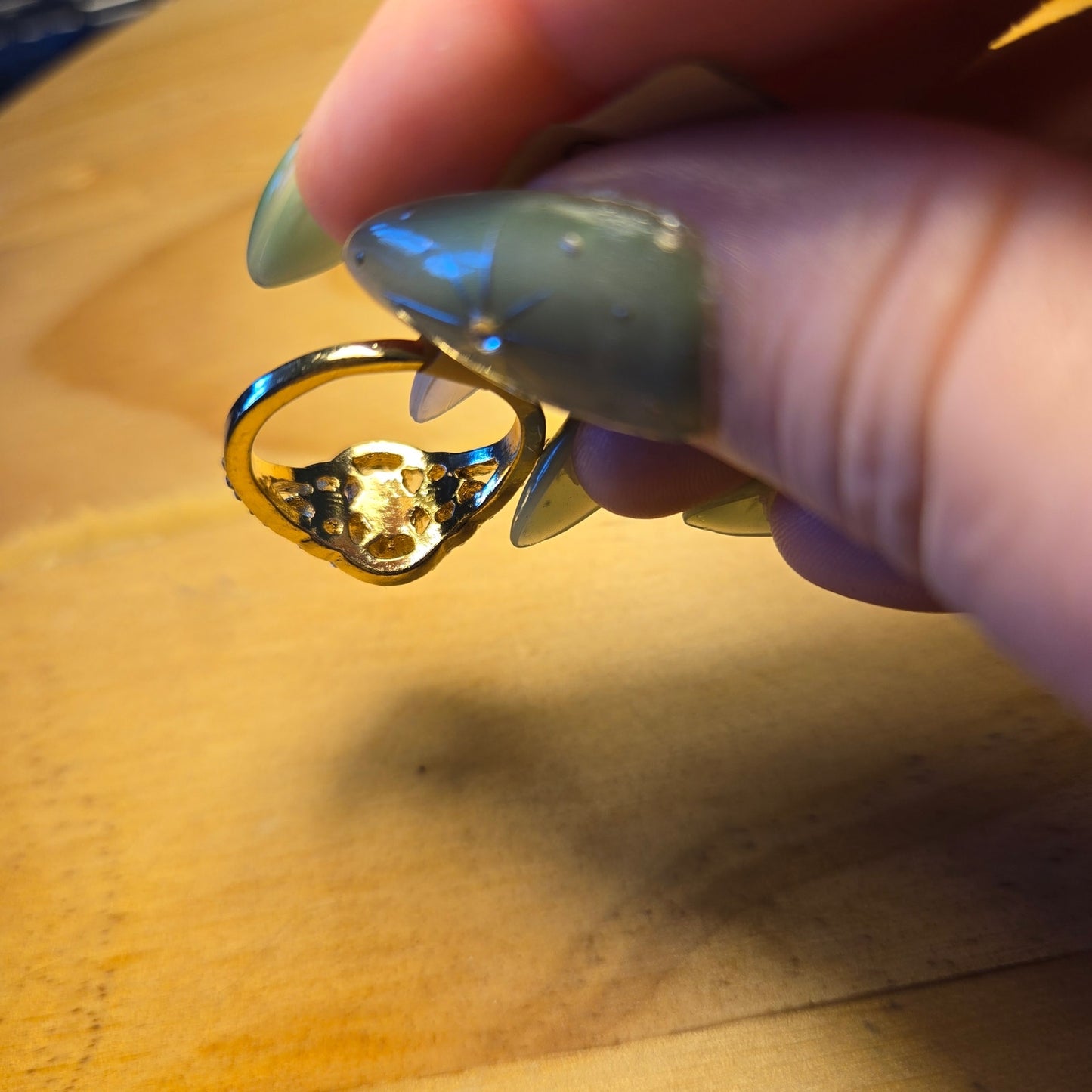 Size 8 Blue Sapphire Halo Cocktail Ring – Princess Diana Style Gold Tone