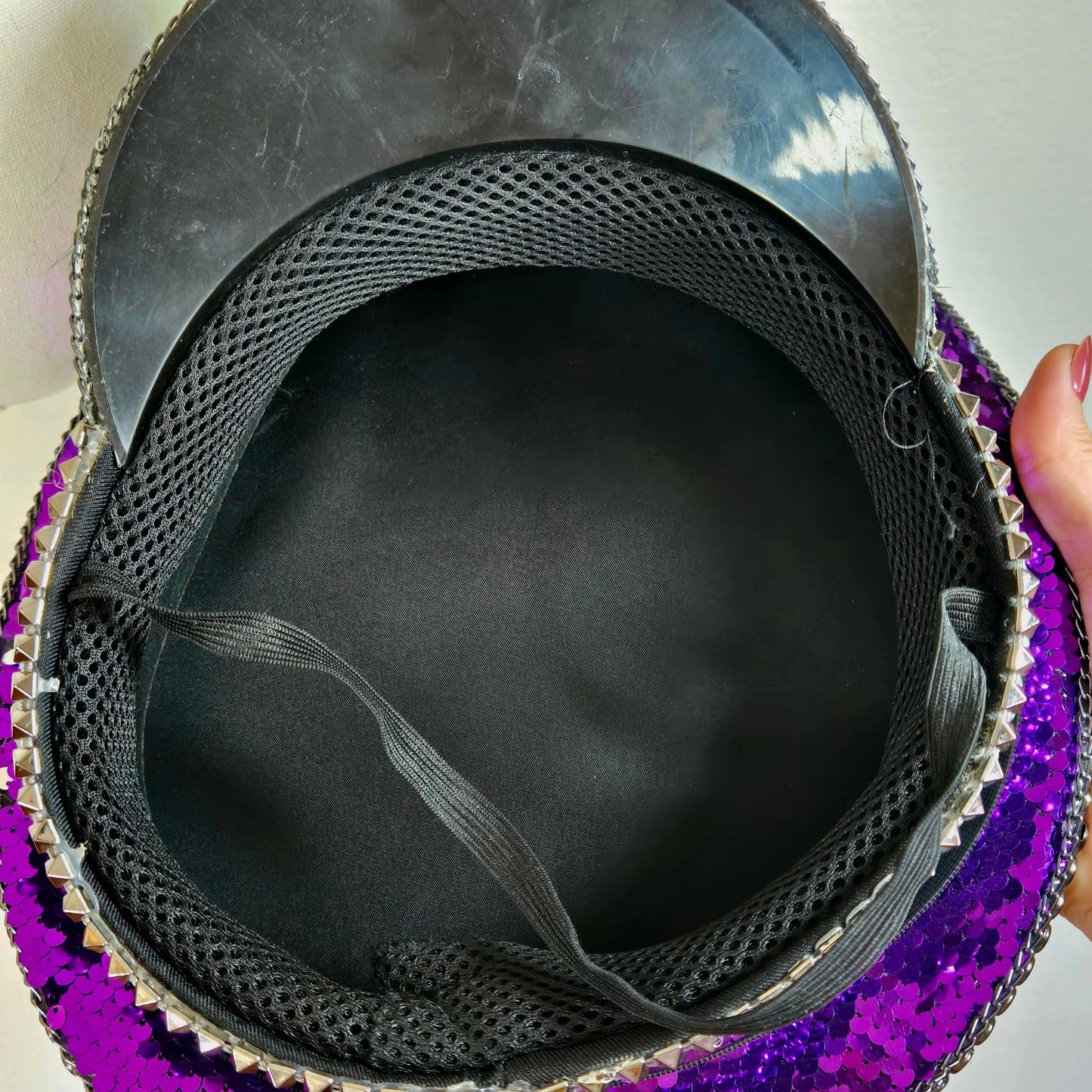 Steampunk Commander Hat – Purple Sequin with Kaleidoscope Goggles