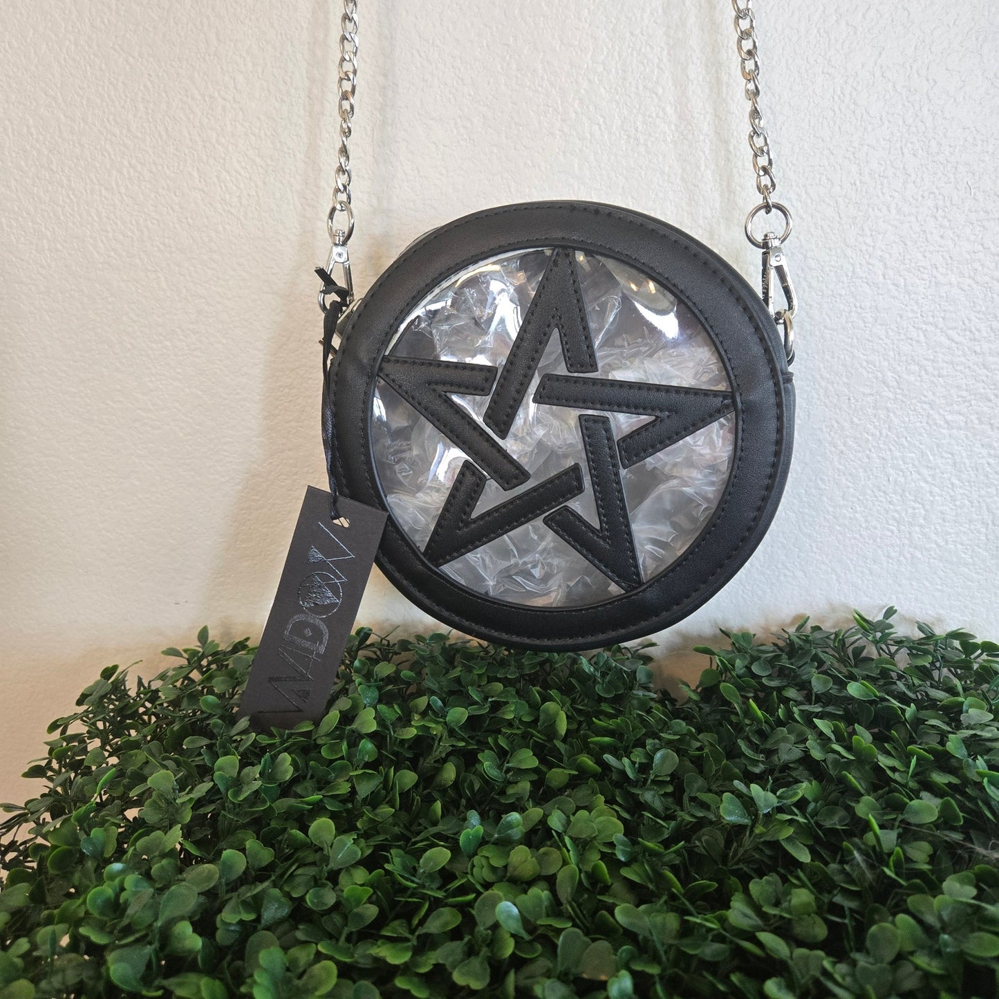 Small Circular Pentagram See-Through Crossbody Purse NWT