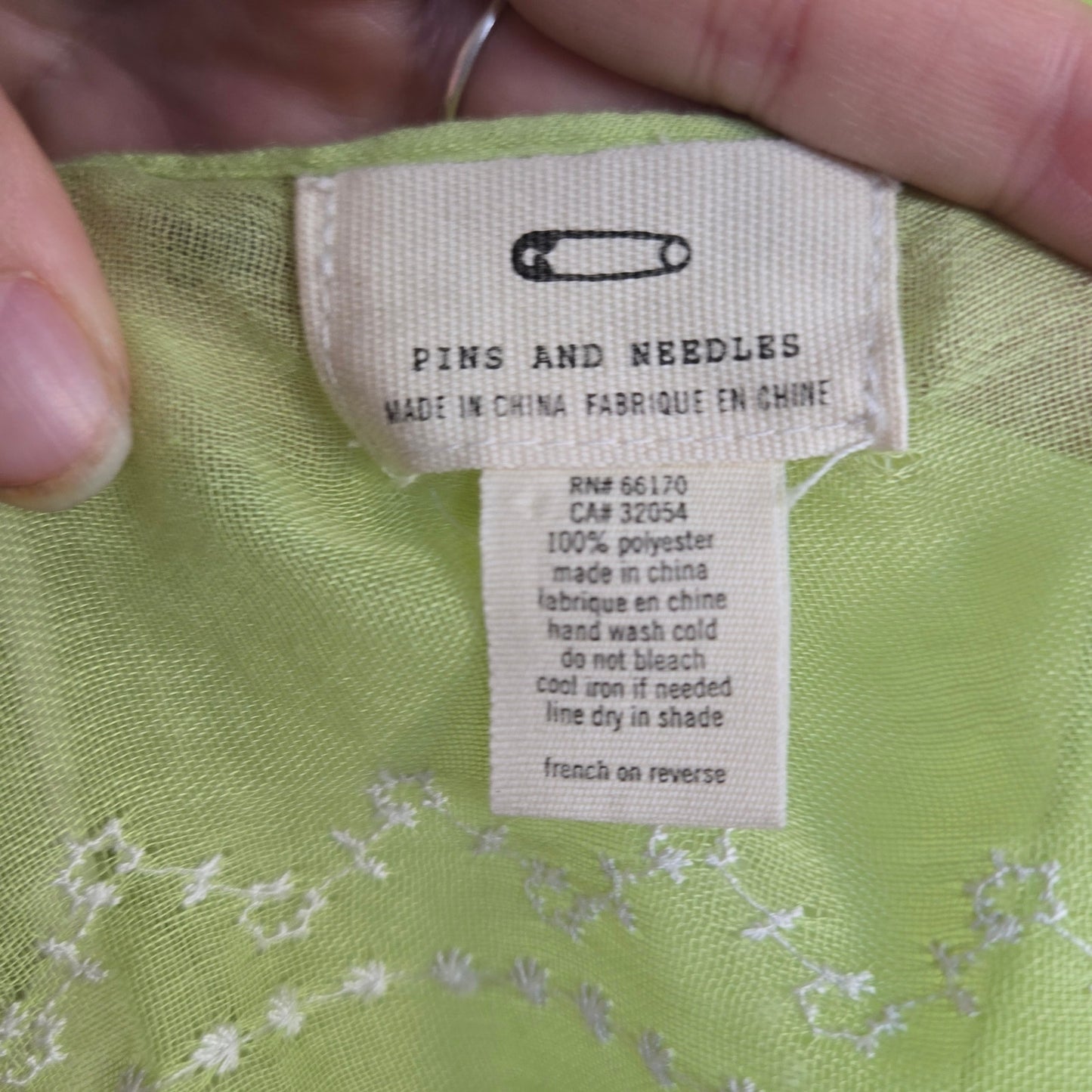 Lime Green Tassel Scarf – Boho Embroidered Sheer Wrap 76x29”