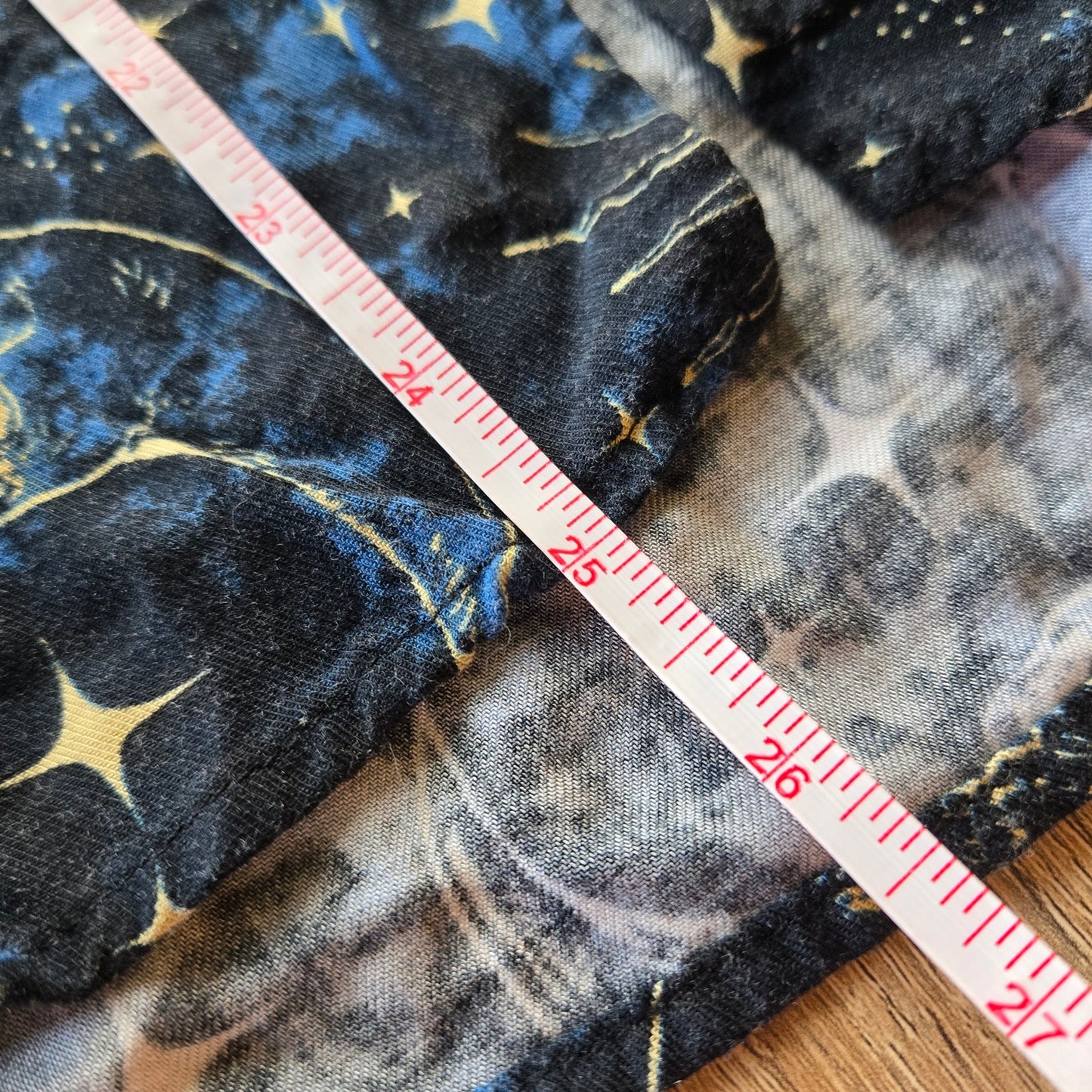 XS – Midnight Hour Black & Blue Celestial Zodiac Midi Skirt with Slits & Pockets