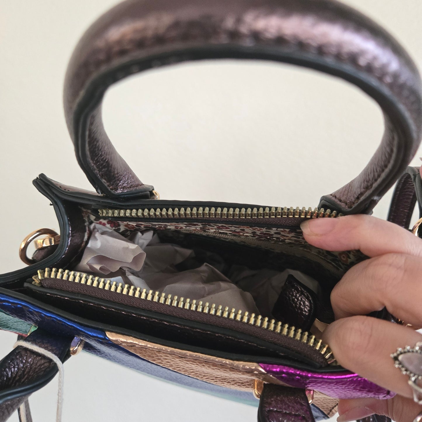 NWT Kayla + Ava Rainbow mini purse vegan leather festival ready