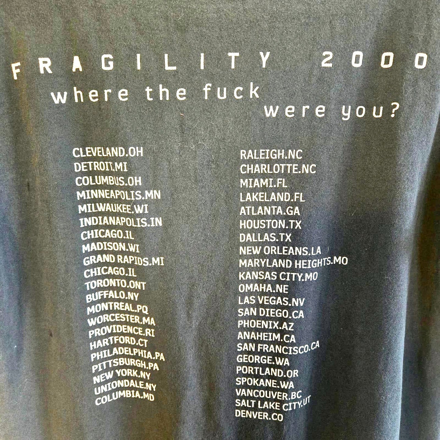 VINTAGE NIN NINE INCH NAILS THE FRAGILE 2000 TOUR T-SHIRT