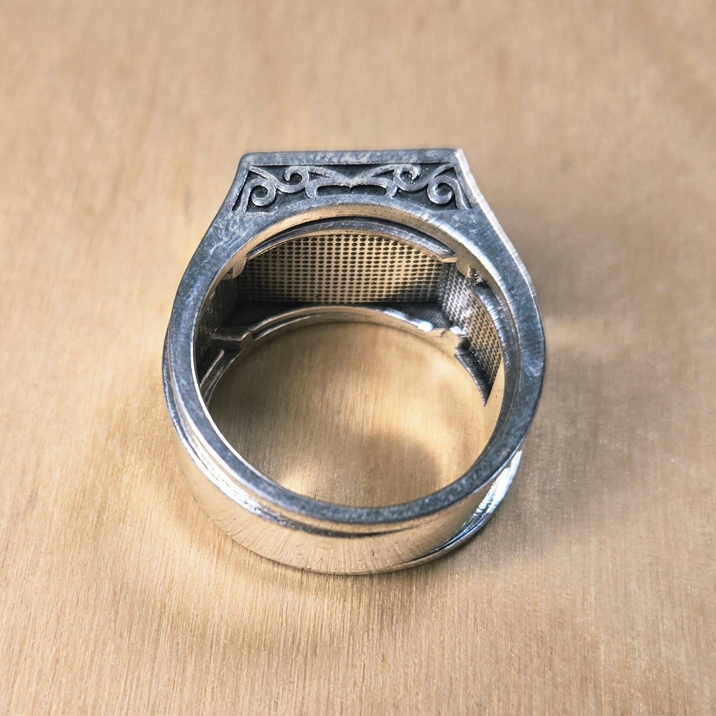 Size 13 | Vintage Silver Red Stone Poison Ring with Hidden Compartment