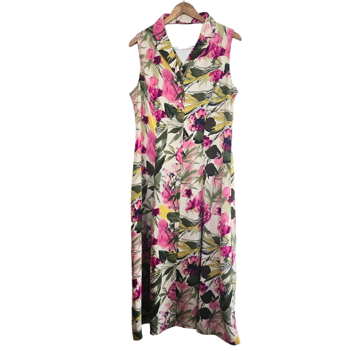 VINTAGE FLORAL PEARL BUTTON DOWN CRISS CROSS BACK MAXI DRESS 90S