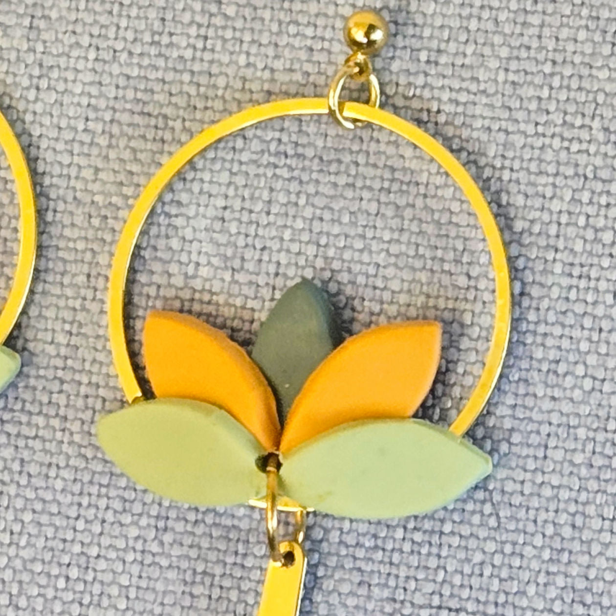 GOLD LOTUS HOOP EARRINGS DANGLE