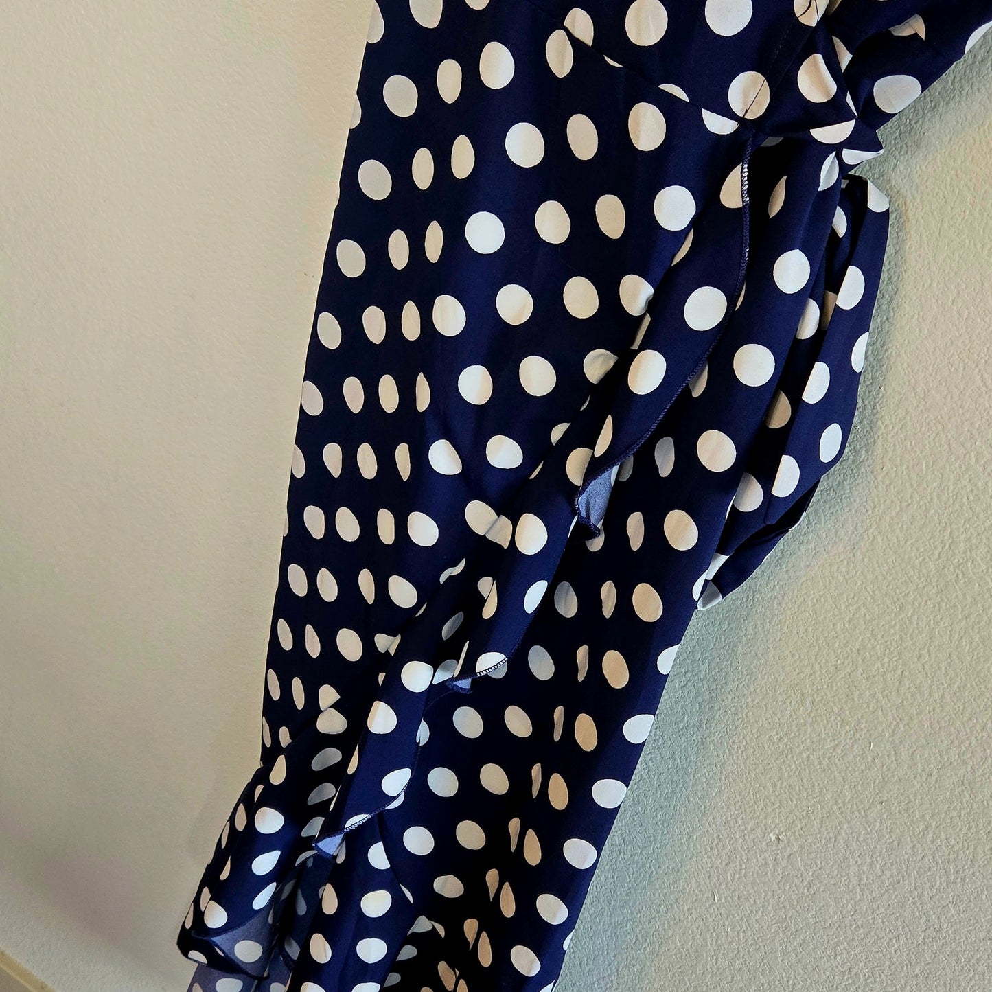 Polka dot ruffle maxi wrap dress