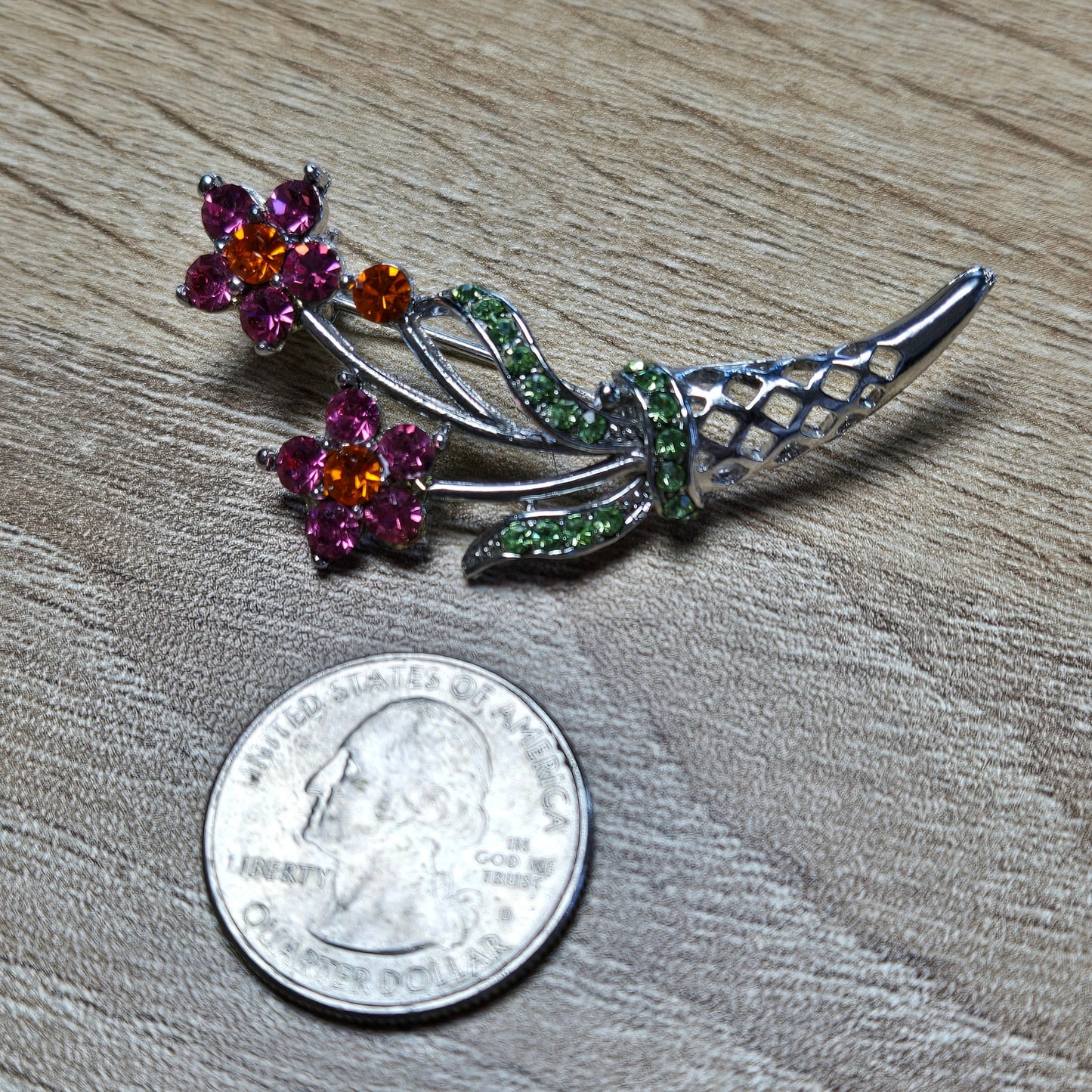 Cornucopia Flower Rhinestone Brooch