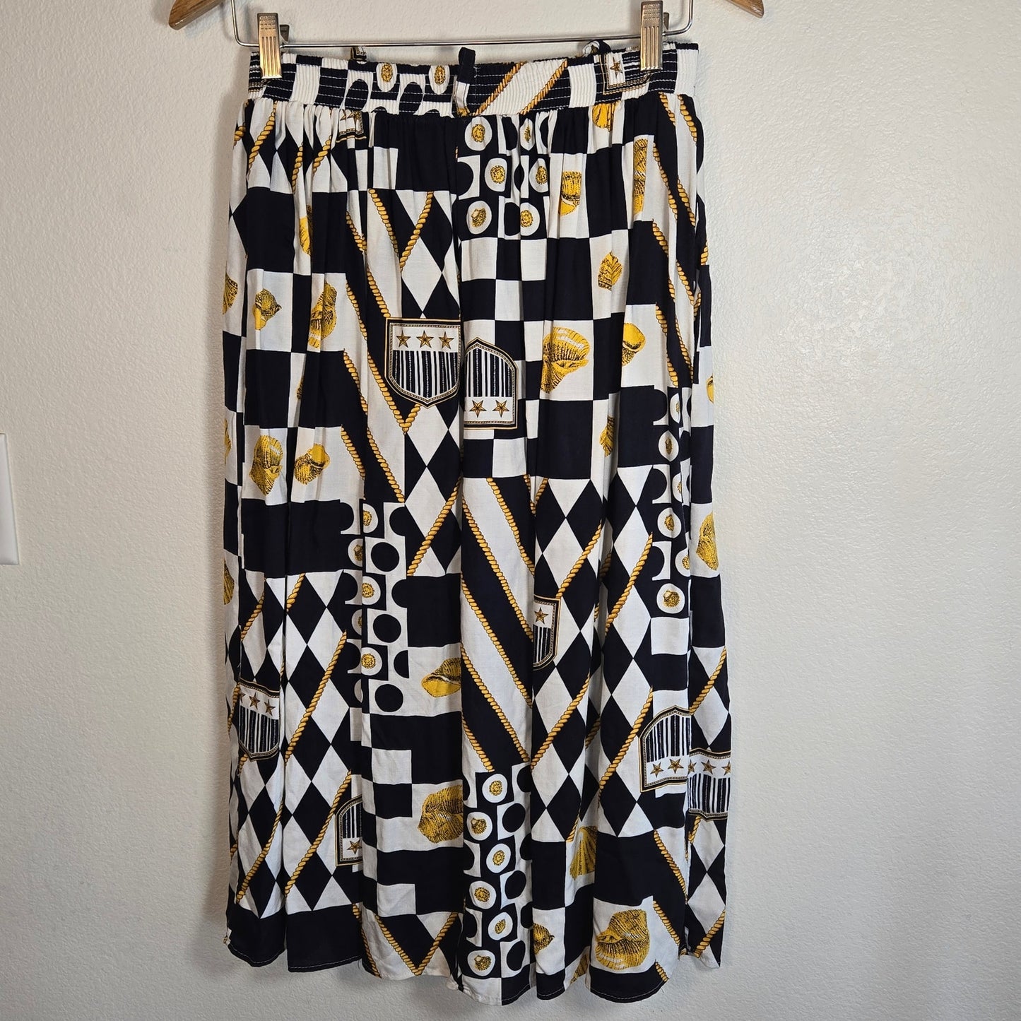 M – Navy & Gold Nautical Skirt by Connections (Vintage)