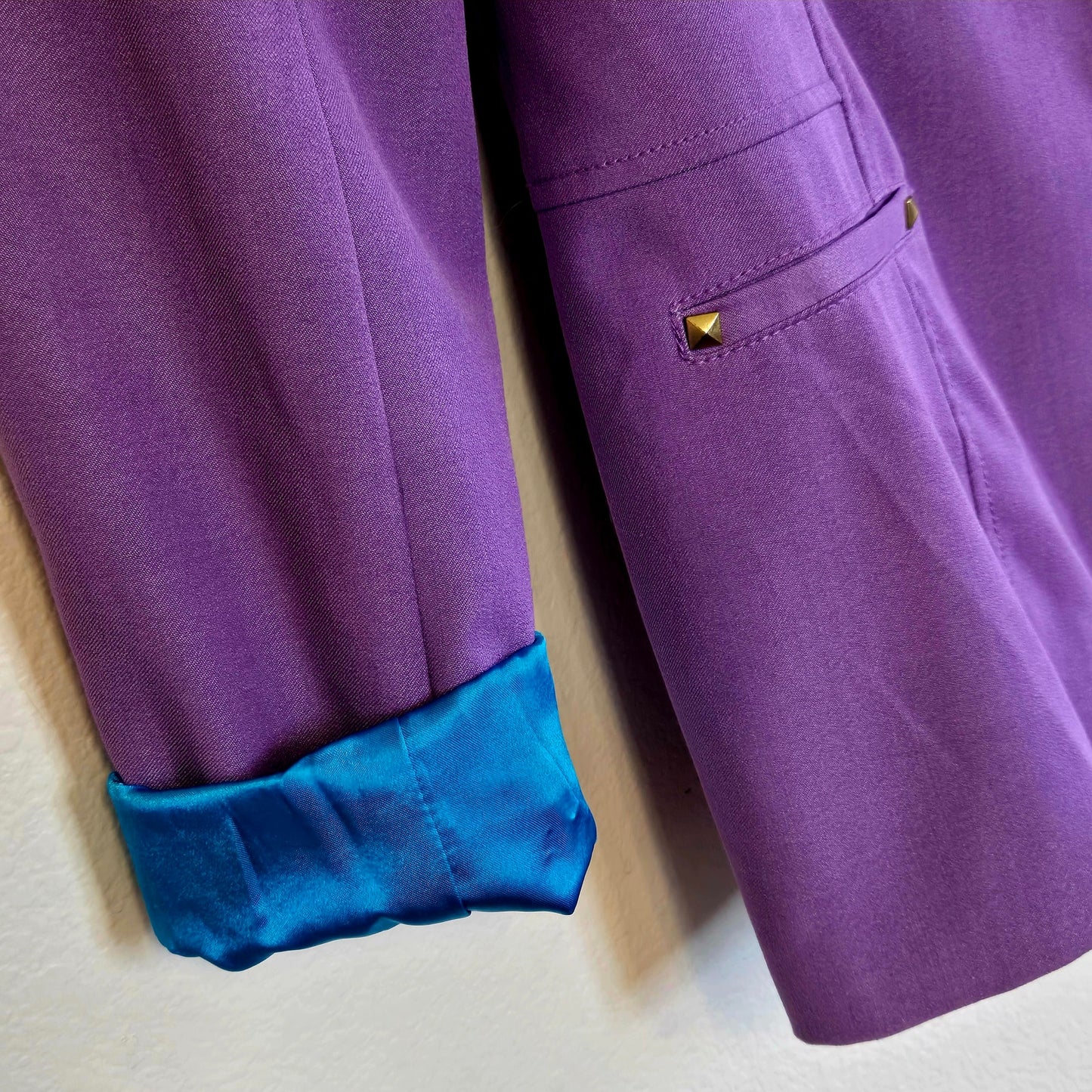 Size M – Iman Lavender & Turquoise Lined Fitted Oversized Blazer