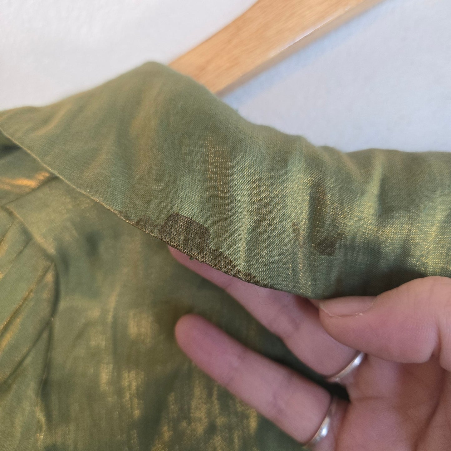 Size M - Milk & Honey Green Satin Criss-Cross Blouse