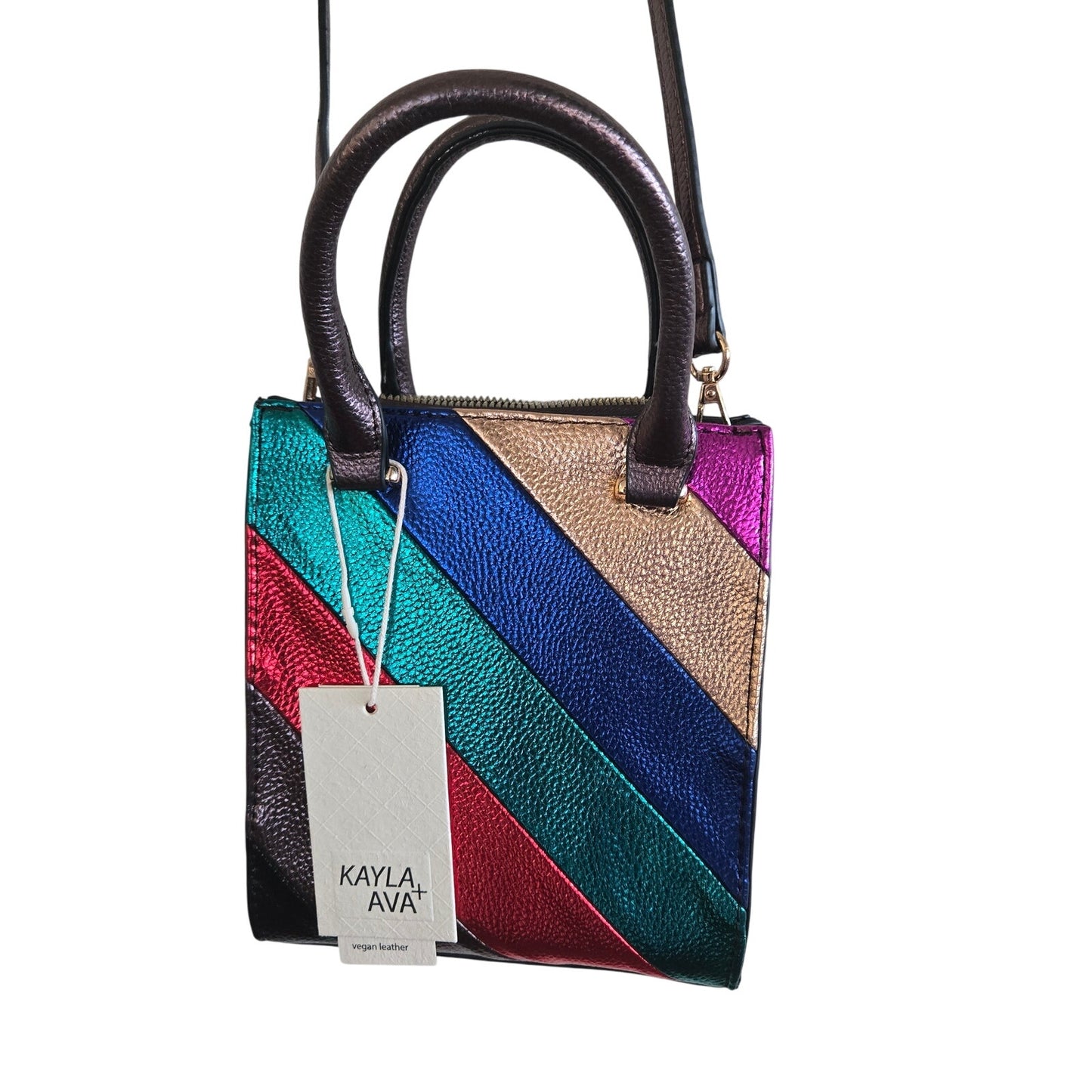 NWT Kayla + Ava Rainbow mini purse vegan leather festival ready