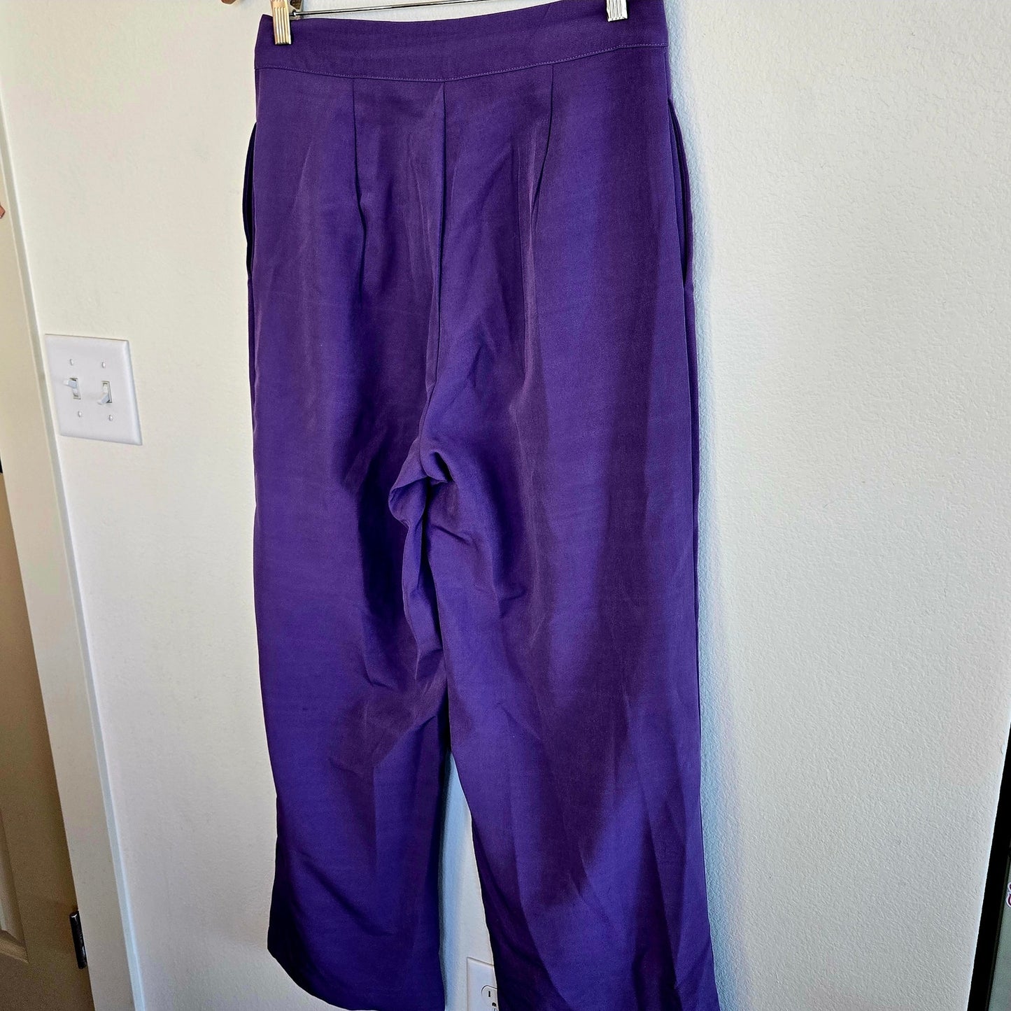 Size L – Purple Pleated Wide-Leg Slacks