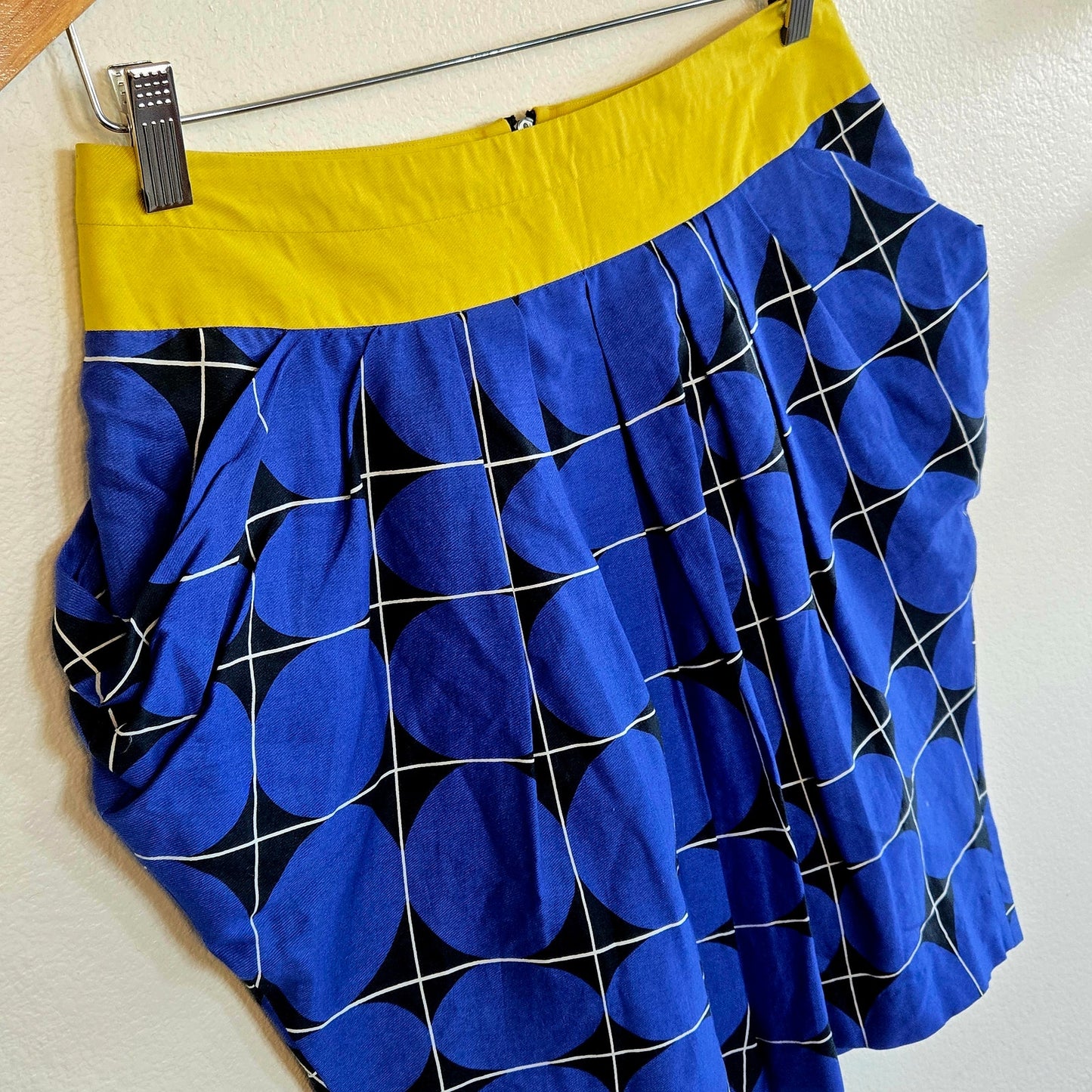 100% cotton retro pocket knee length graph skirt 1980s
