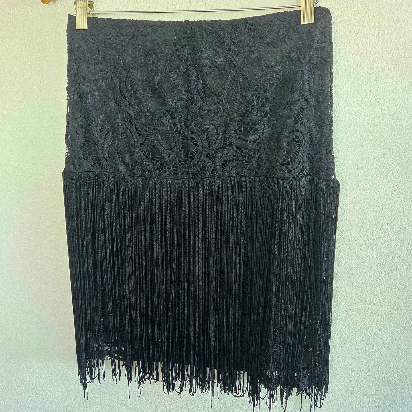 Wrangler Lace and Fringe Country Bohemian whimsygoth knee length skirt