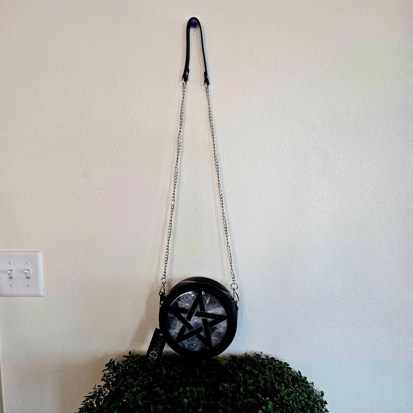 Small Circular Pentagram See-Through Crossbody Purse NWT