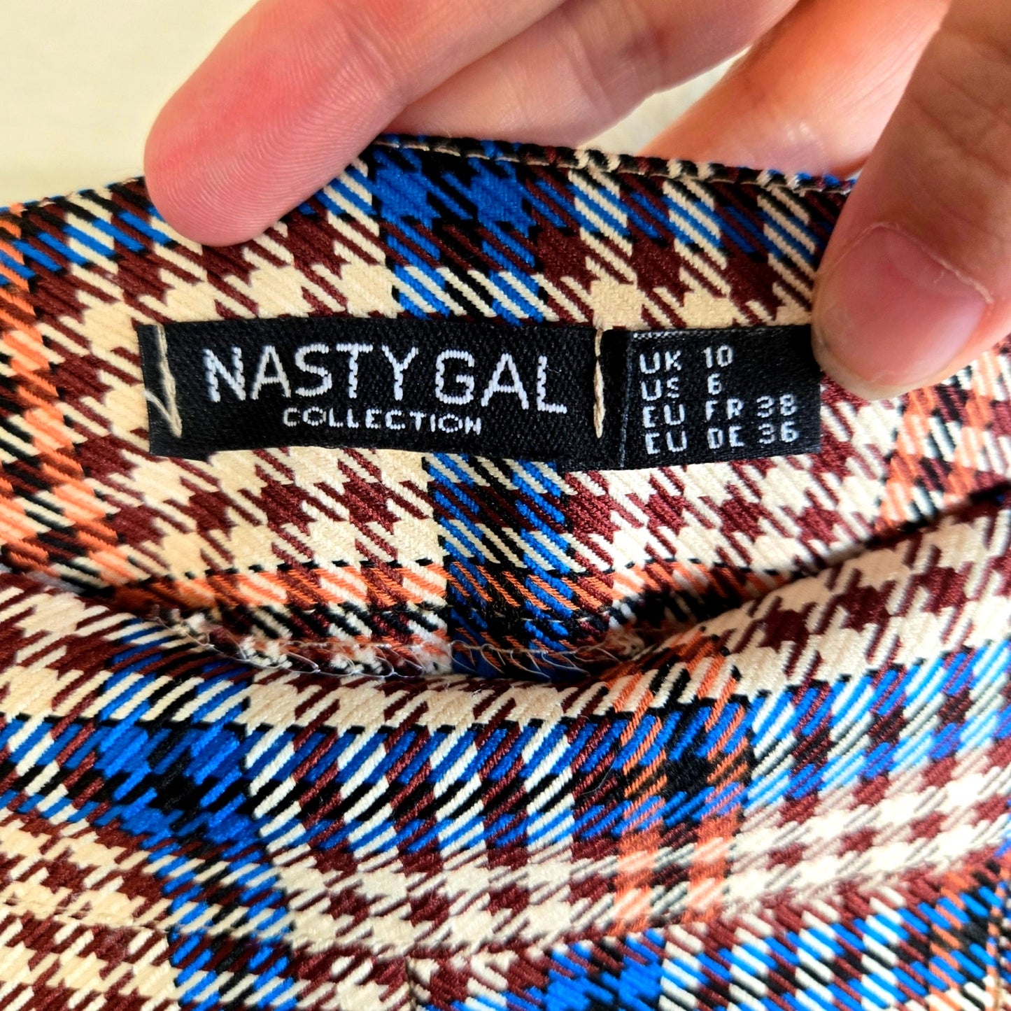 Size US 6 Nasty Gal Plaid Flare Pants High Waist Houndstooth 70s Academia