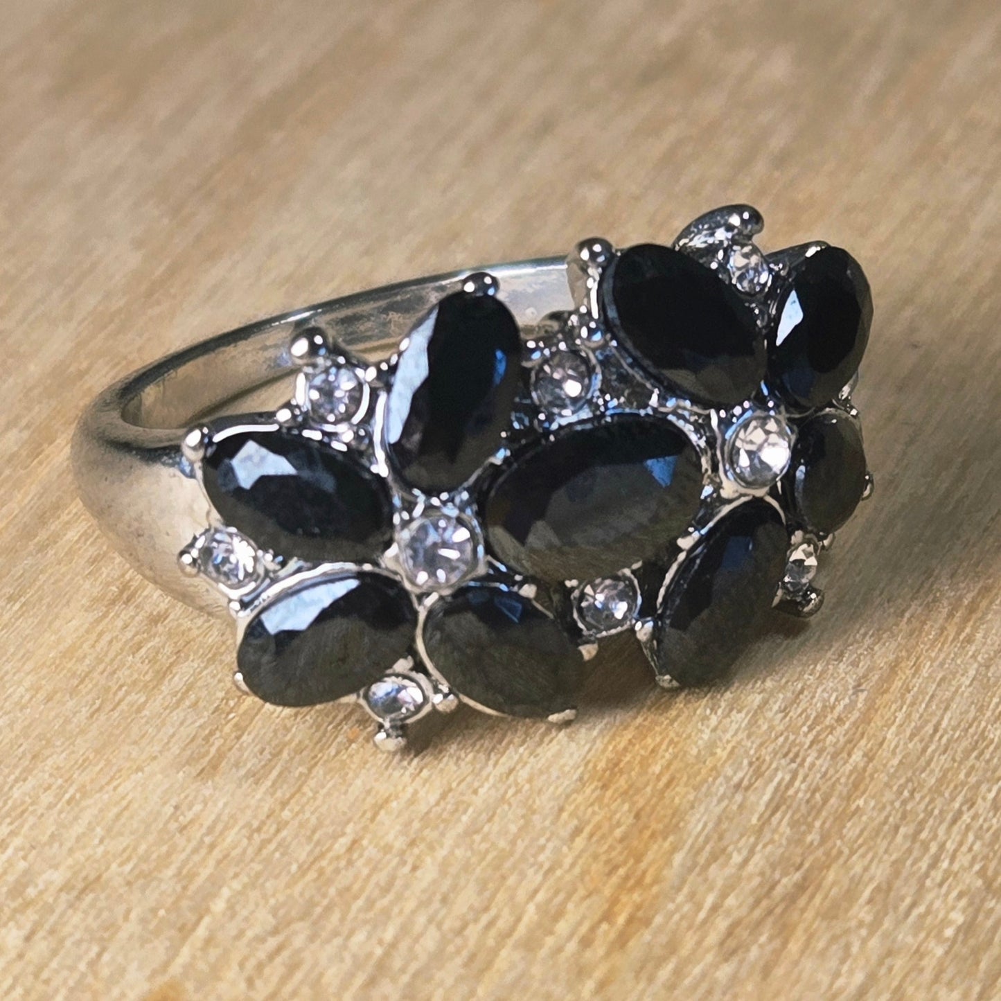 Size 6 | Black Zircon Floral Cluster Ring