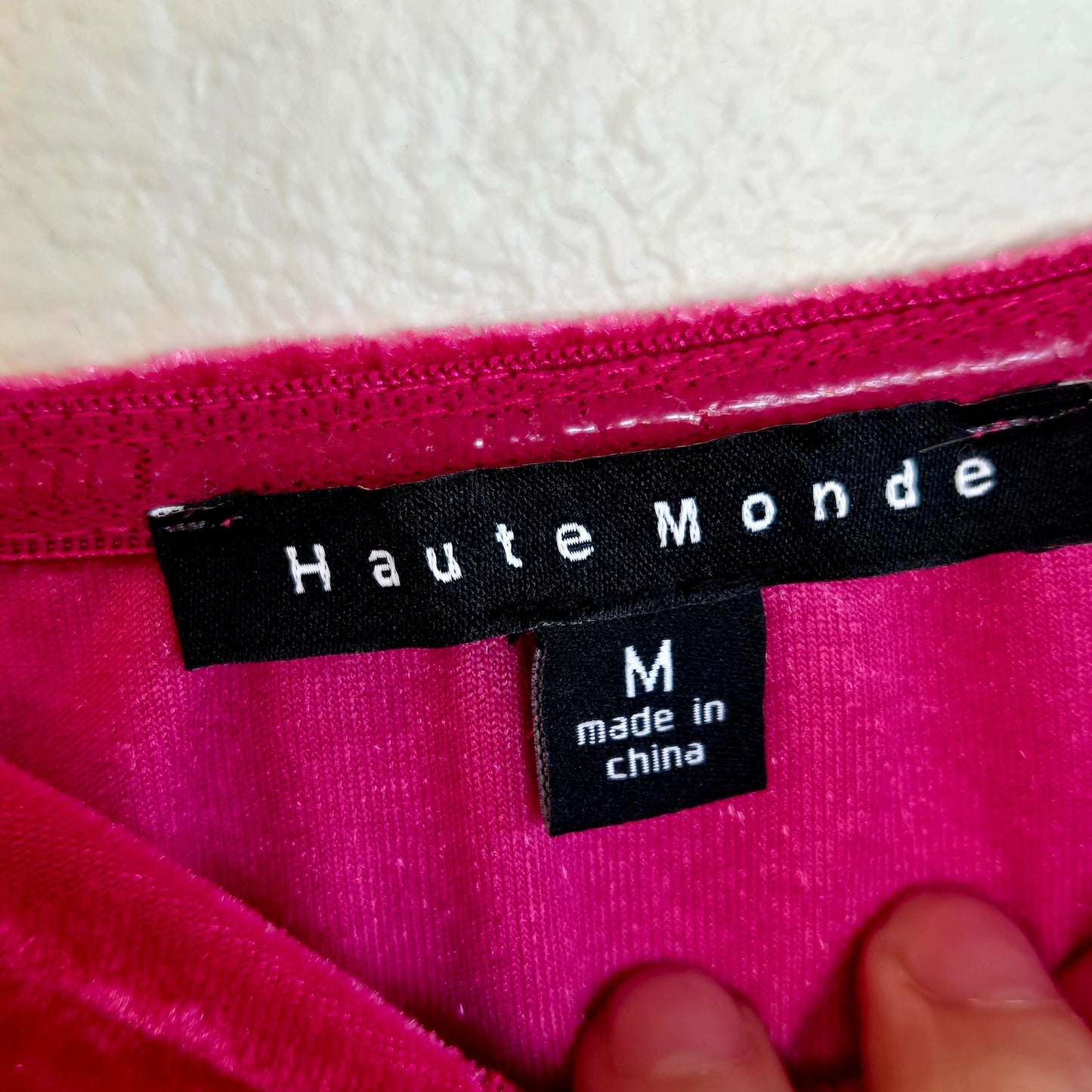 Size M – NWT Haute Monde Strapless Hot Pink Velvet Bodysuit