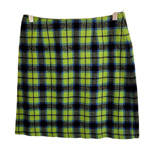 Size 6 – 1990s Green & Cobalt Blue Plaid Mini Skirt by Resource – Made in USA