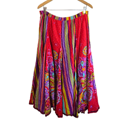Size  M – Colorful Boho Cotton Handkerchief Maxi Skirt