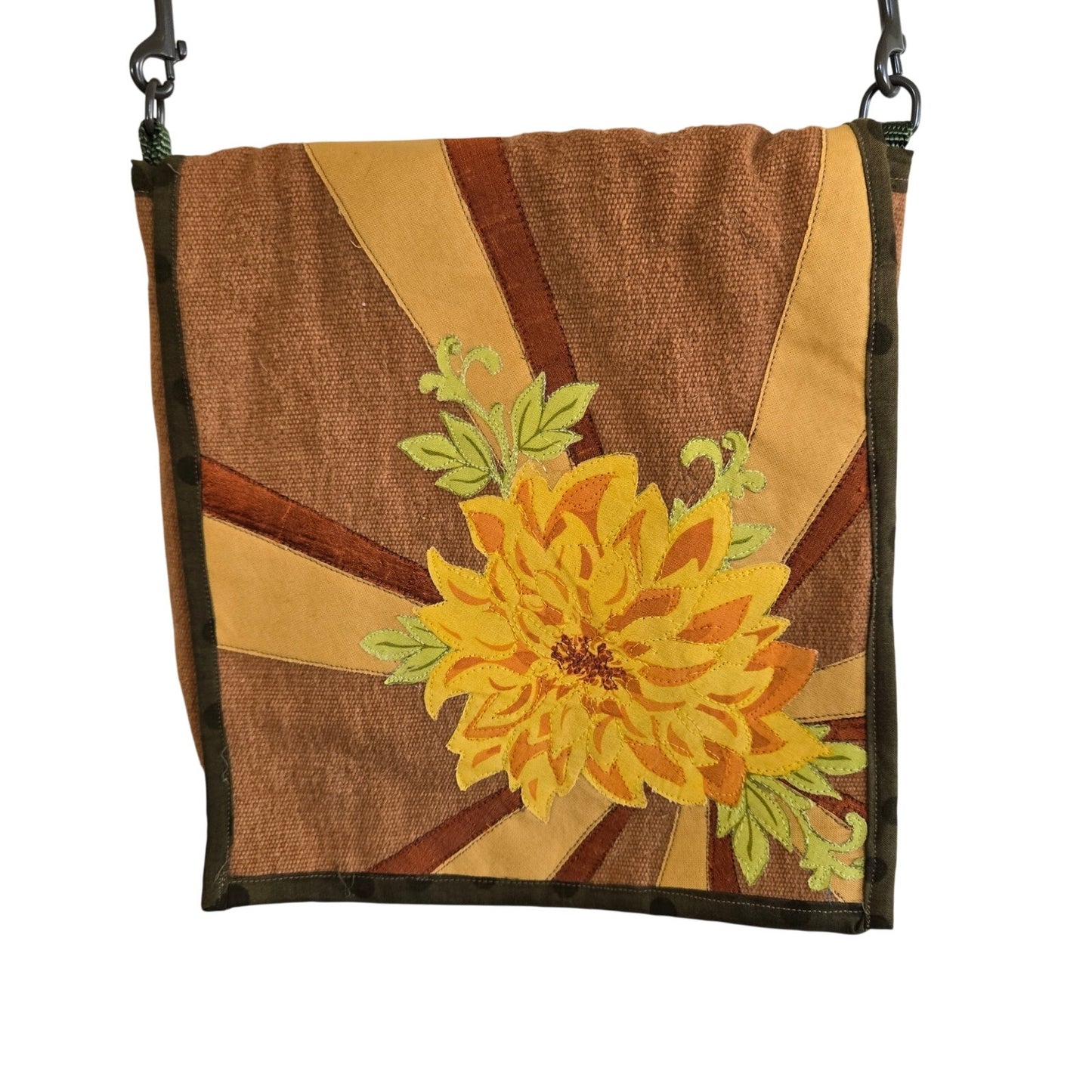 Canvas Floral Crossbody Purse – Tan & Butter Yellow Boho Hobo Bag