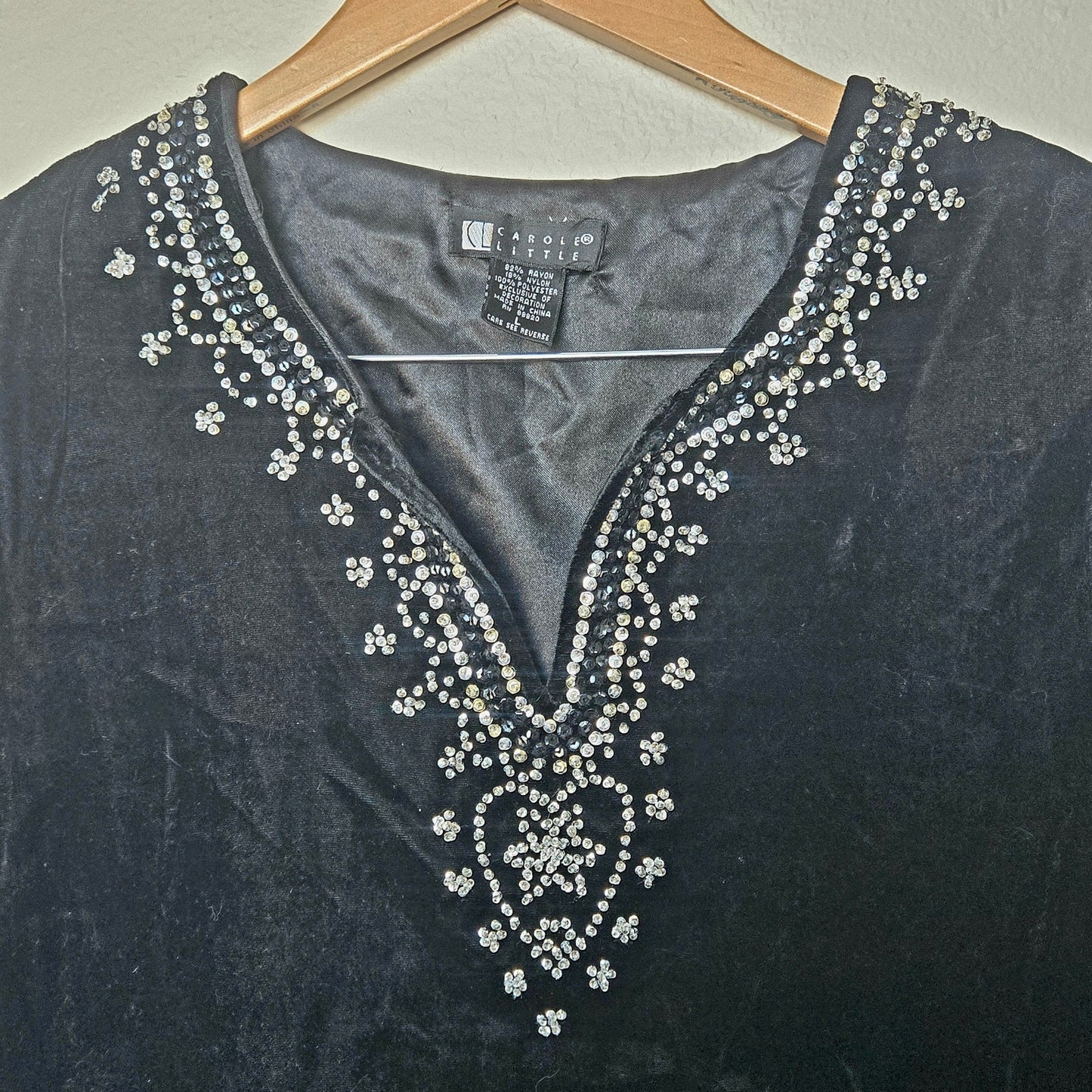 Velvet rhinestone wide sleeve witchy tunic top heart Bohemian Romantic