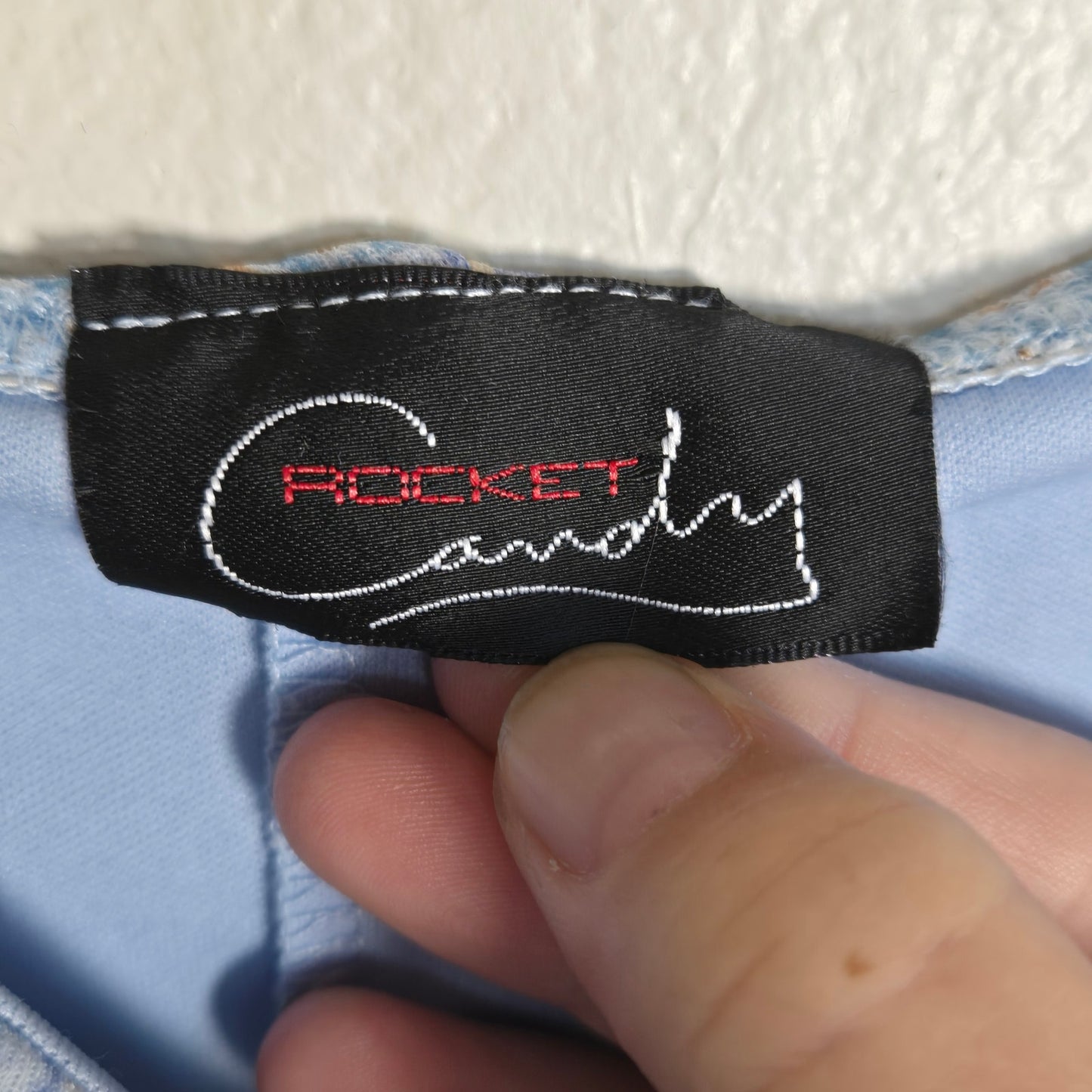 M – Rocket Candy Blue Mesh Overlay Slip Dress (90s/Y2K Vintage)