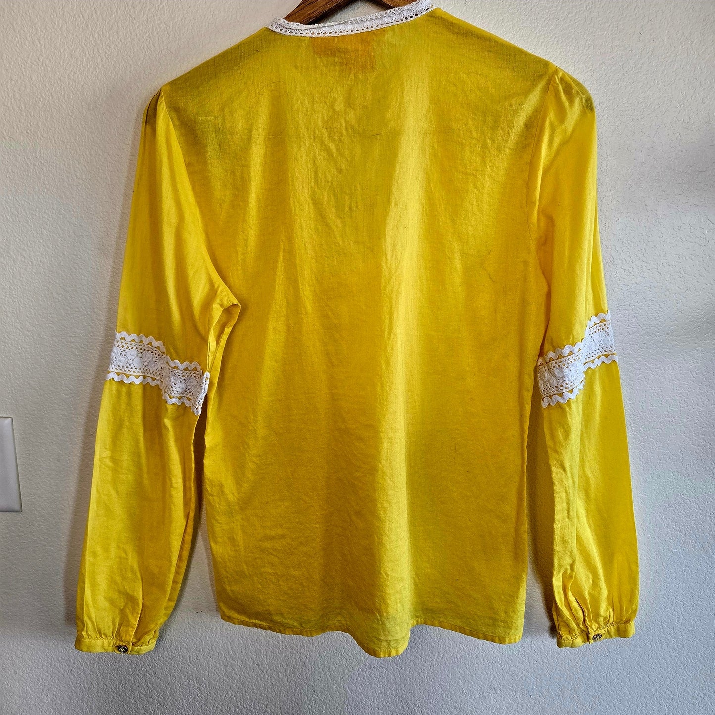 Tory Burch 100% cotton yellow long sleeve top with tie detail