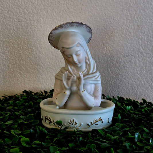 Vintage Holy Mary Porcelain figure and small item holder for Altar or Holy Smoke Holder