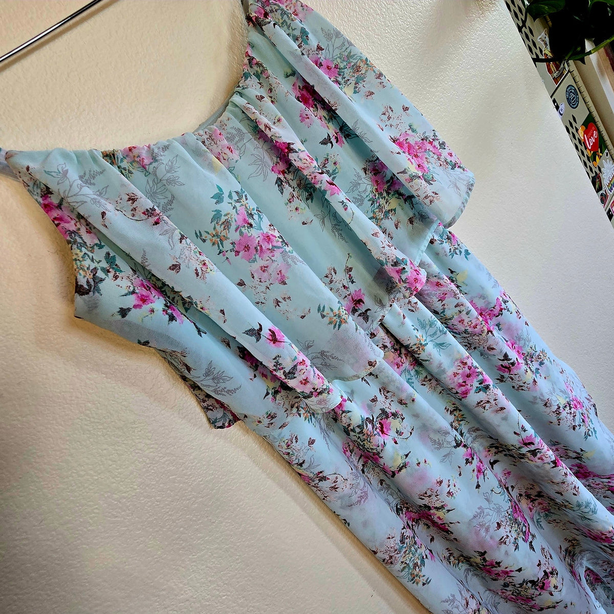 Size M – Disney Cinderella Sky Blue Floral High-Low Chiffon Dress