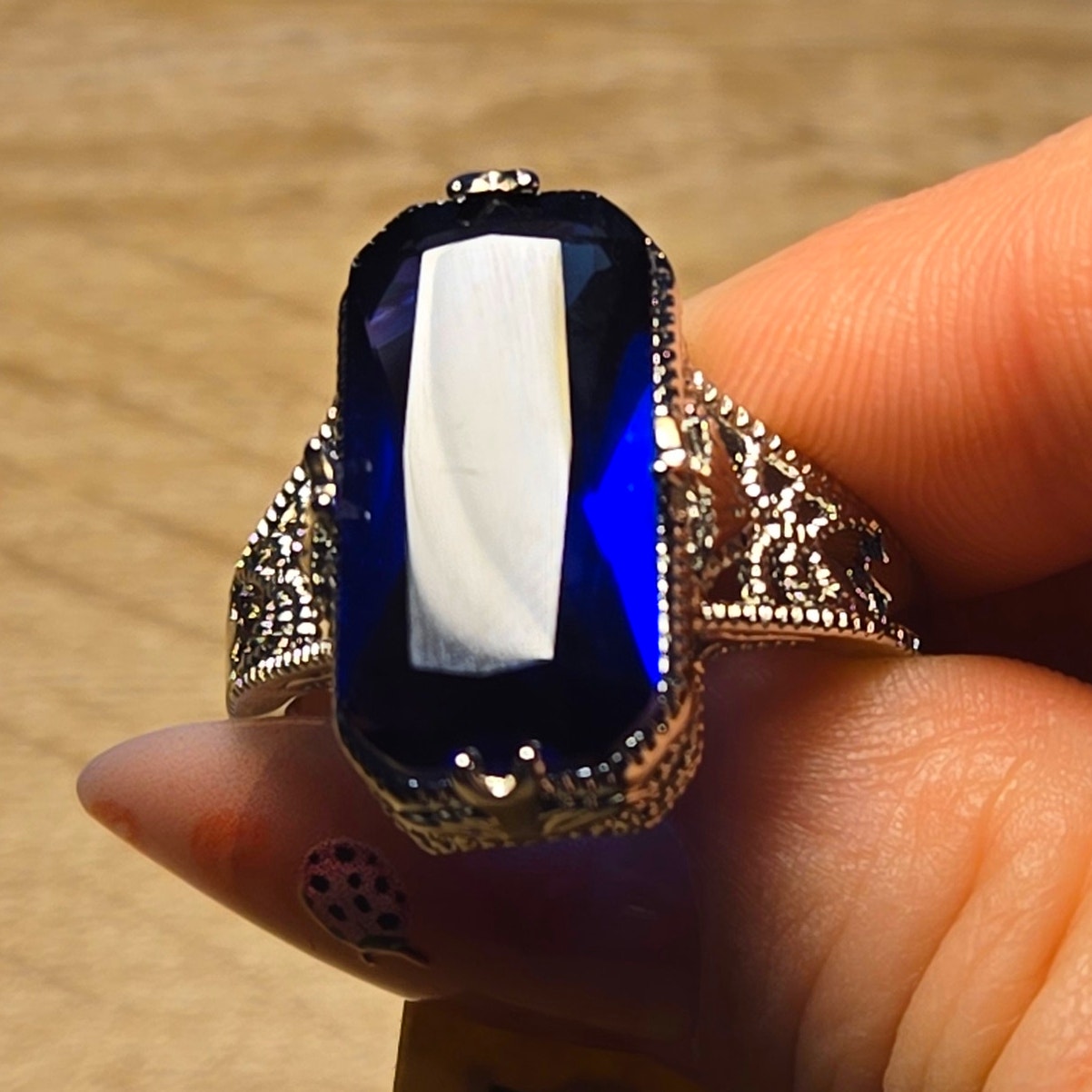 Size 10 S925 Sapphire style Cocktail Statement Ring