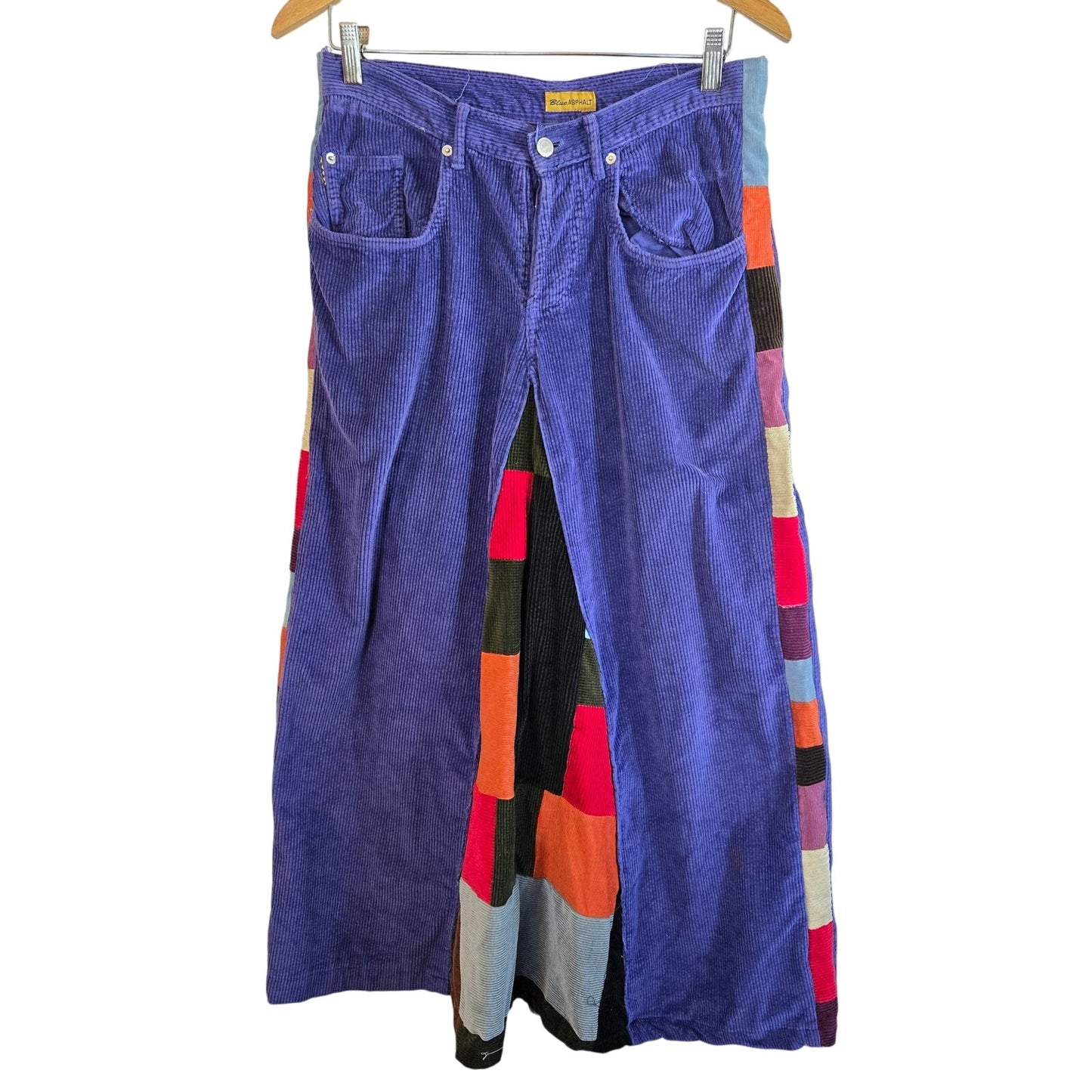 Size M/L – Upcycled Funky Corduroy Patchwork Maxi Skirt (Handmade)