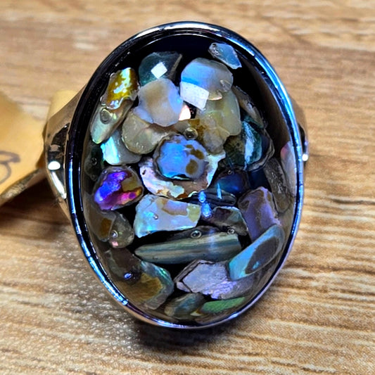 Size 10 Abalone Shell Mosaic Ring