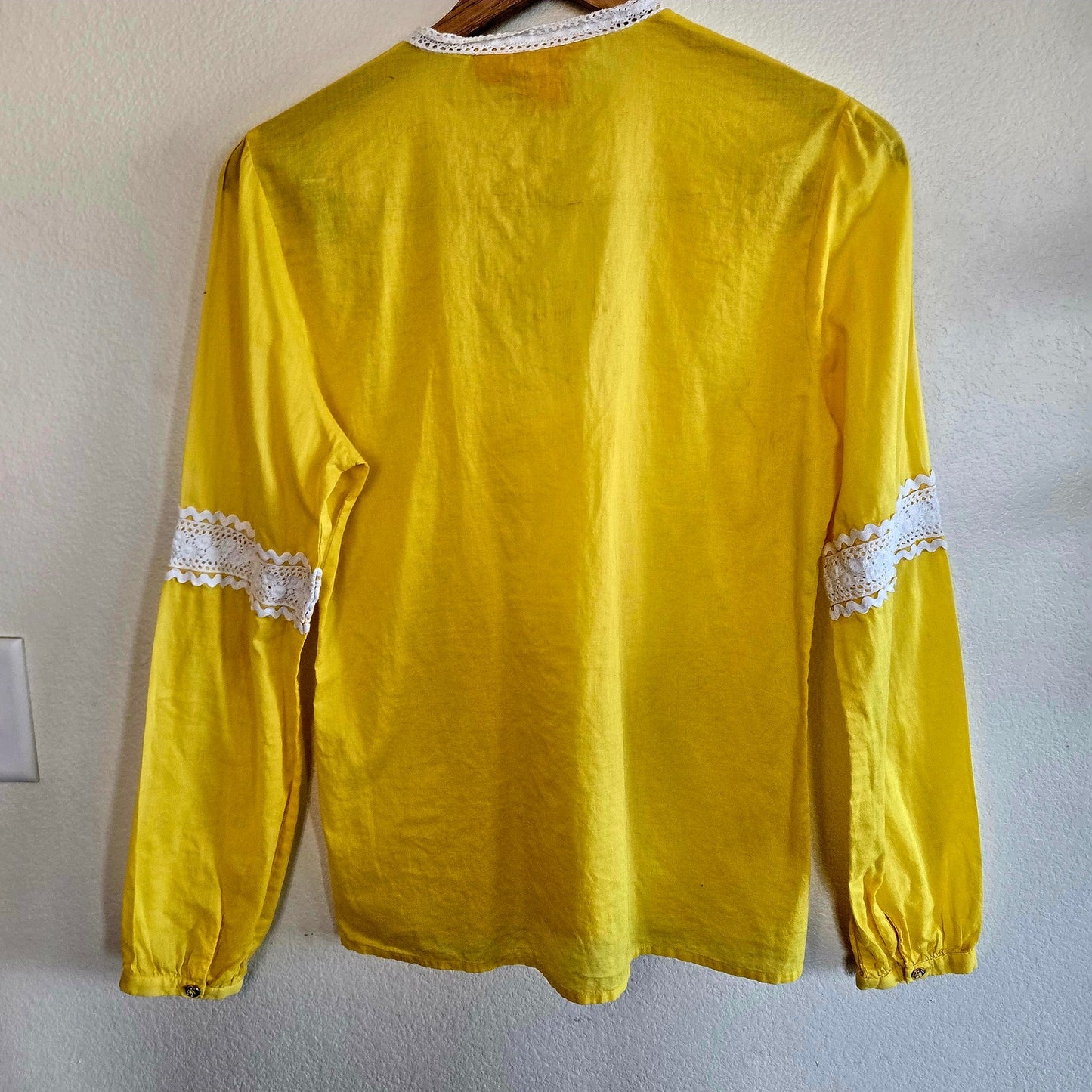 Tory Burch 100% cotton yellow long sleeve top with tie detail