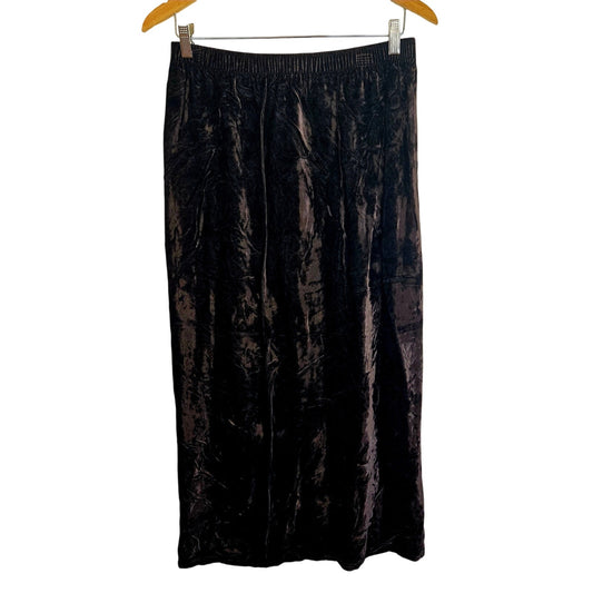 L – Crushed Velvet Maxi Skirt – Chocolate Brown (by Tisa)