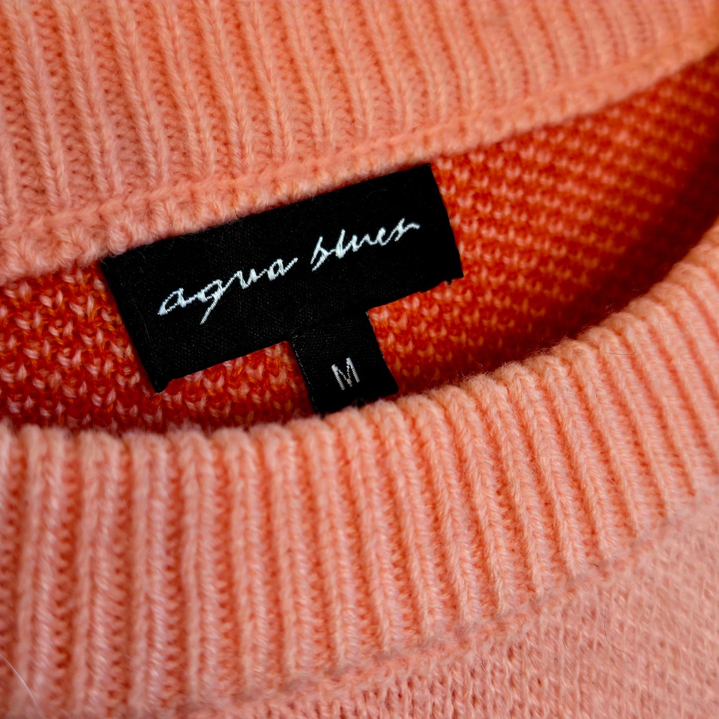 Size M – Pink & Orange Fire Print Oversized Knit Sweater