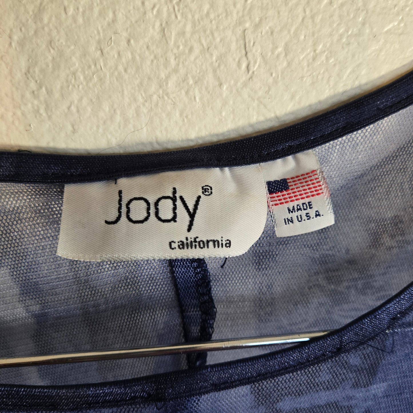 L –  Vintage Blue Mesh Coastal Maxi Dress by Jody California (Vintage)