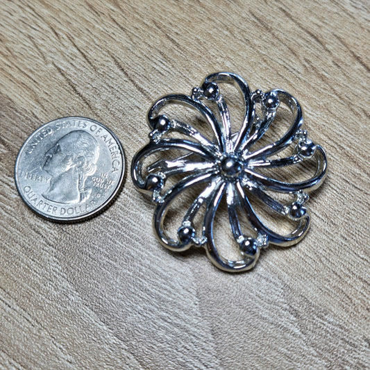 Vintage Silver Abstract Starburst Brooch